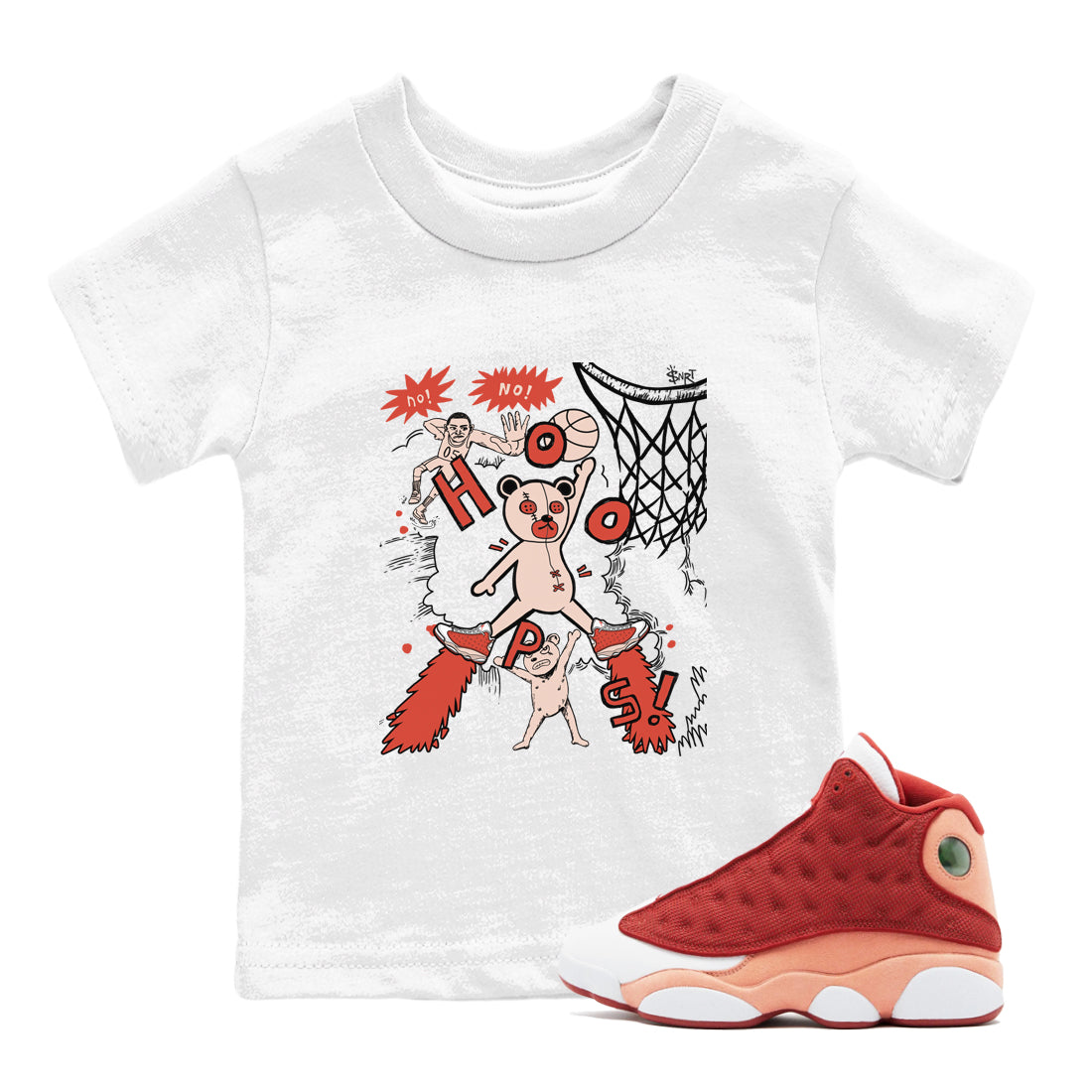 Stop The Bear snkmatch Tees Kids - Air Jordan 13 Dune Red