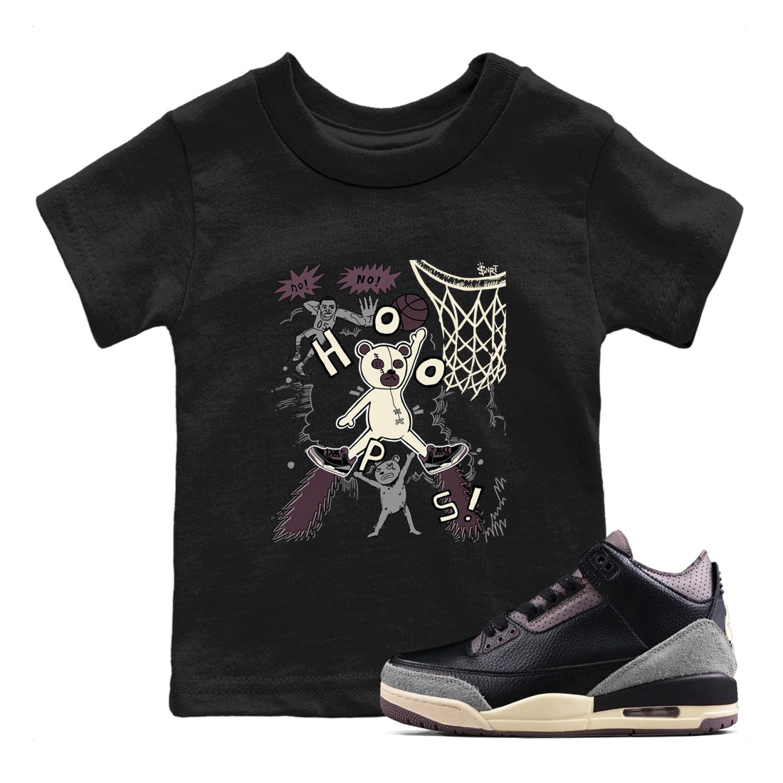 Stop The Bear snkmatch Tees Kids - Air Jordan 3 A Ma Maniere x Black