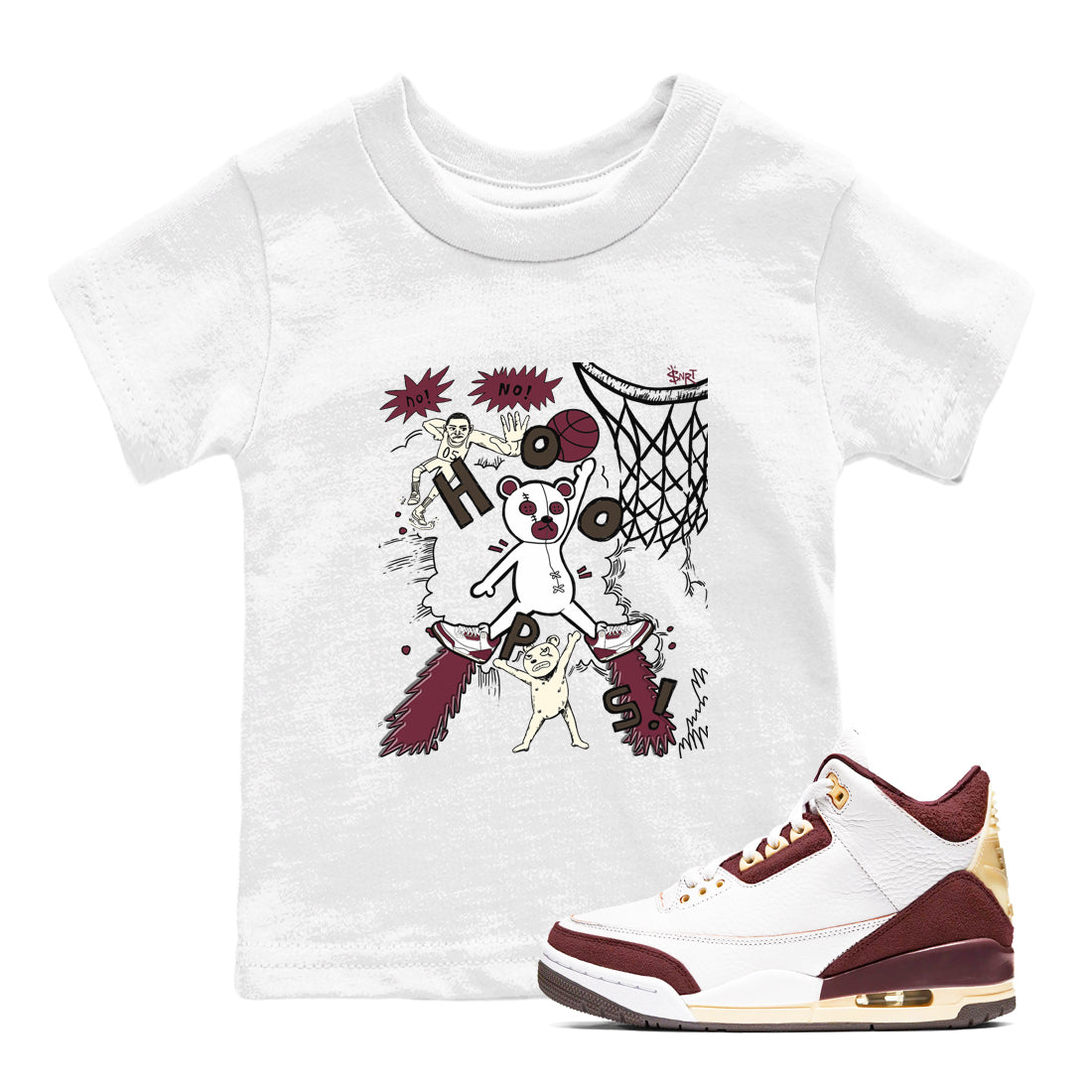 Stop The Bear snkmatch Tees Kids - Air Jordan 3 A Ma Maniere x Burgundy Crush
