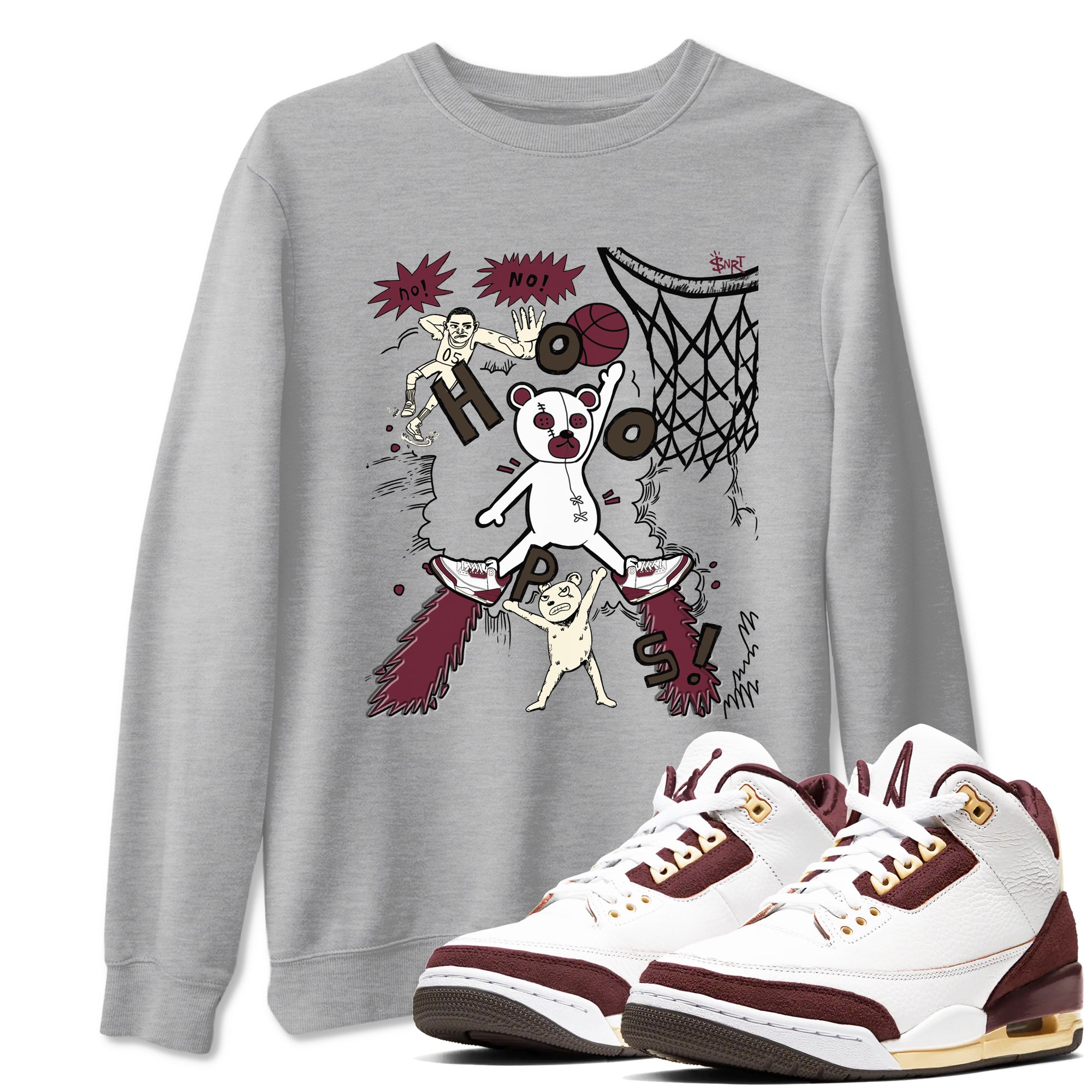 Stop The Bear snkmatch Tees - Air Jordan 3 A Ma Maniere x Burgundy Crush