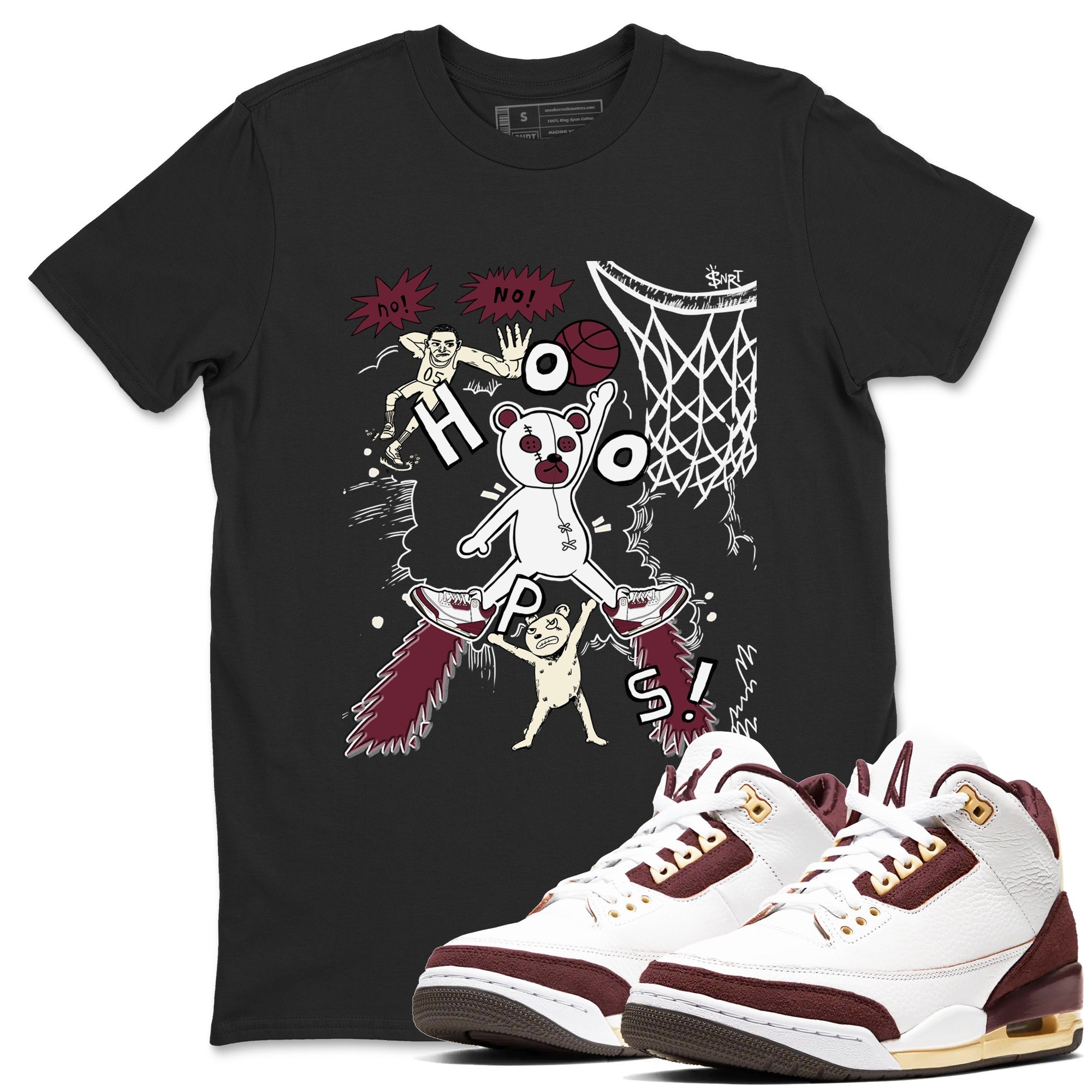Stop The Bear snkmatch Tees - Air Jordan 3 A Ma Maniere x Burgundy Crush