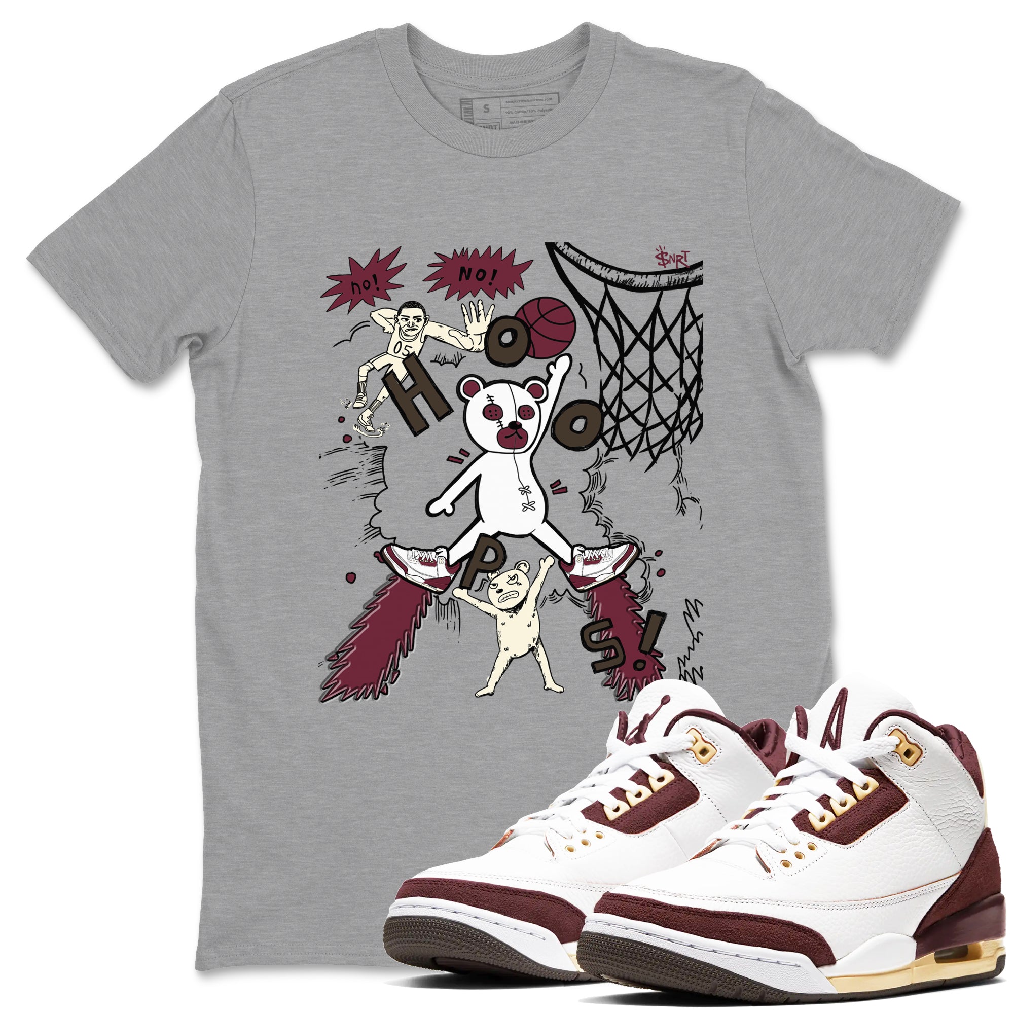Stop The Bear snkmatch Tees - Air Jordan 3 A Ma Maniere x Burgundy Crush