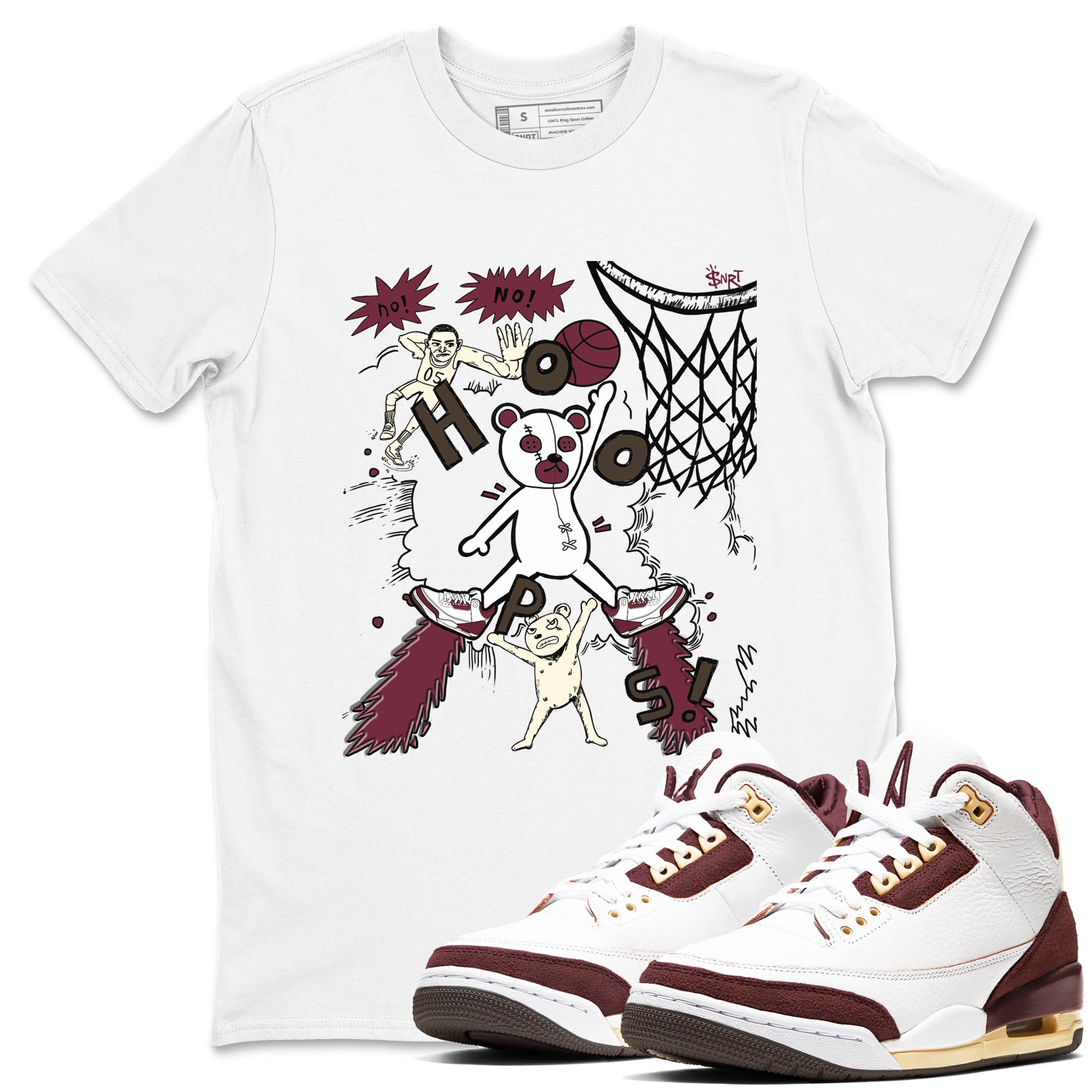 Stop The Bear snkmatch Tees - Air Jordan 3 A Ma Maniere x Burgundy Crush