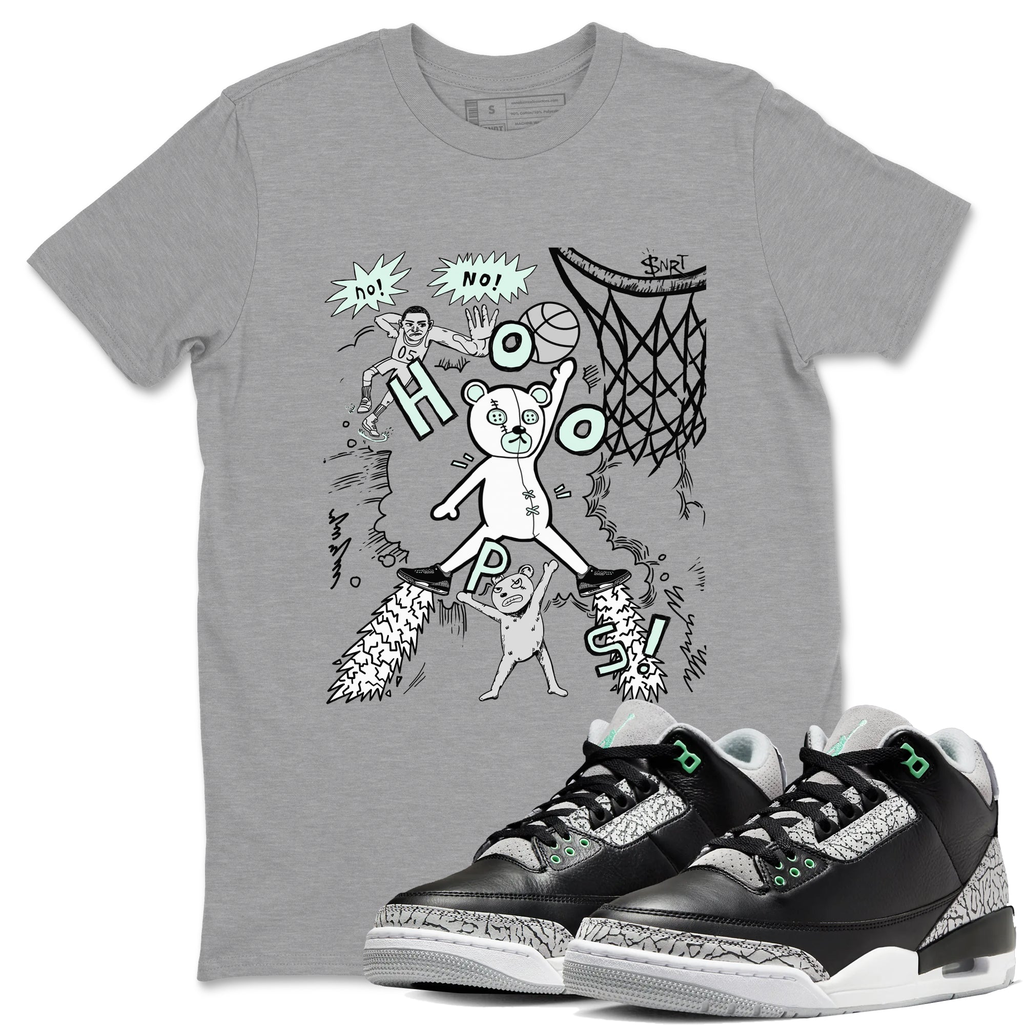 Stop The Bear snkmatch Tees - Air Jordan 3 Green Glow