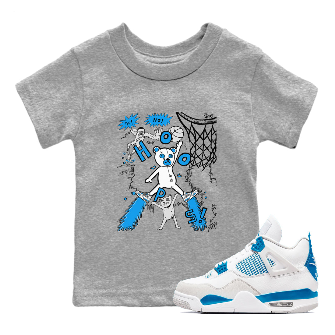 Stop The Bear snkmatch Tees Kids - Air Jordan 4 Military Blue