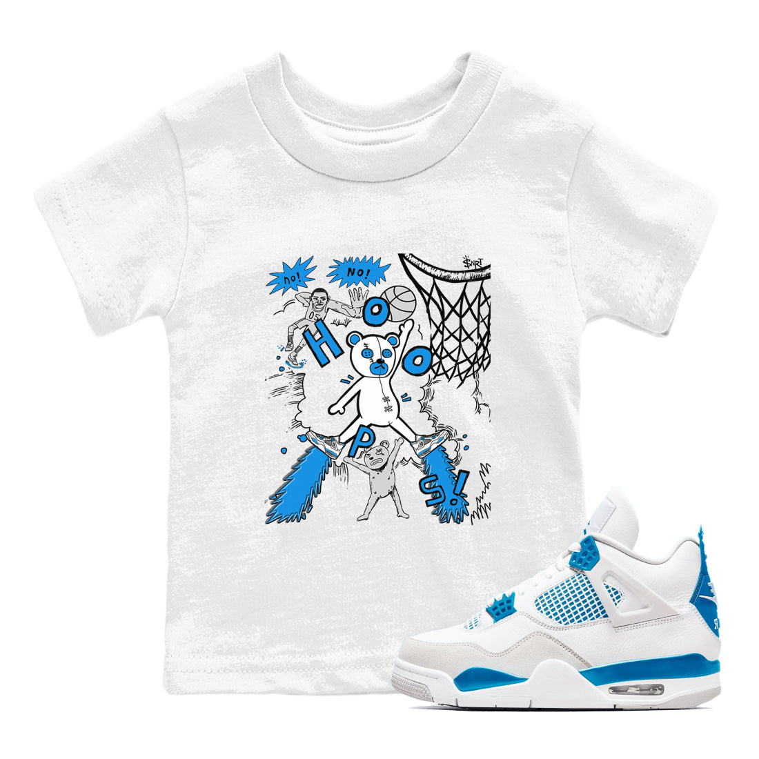 Stop The Bear snkmatch Tees Kids - Air Jordan 4 Military Blue