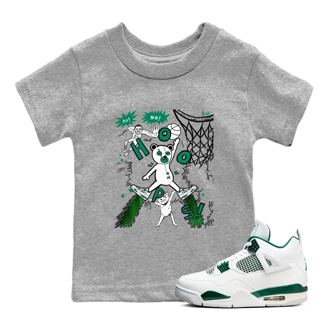 Stop The Bear snkmatch Tees Kids - Air Jordan 4 Oxidized Green