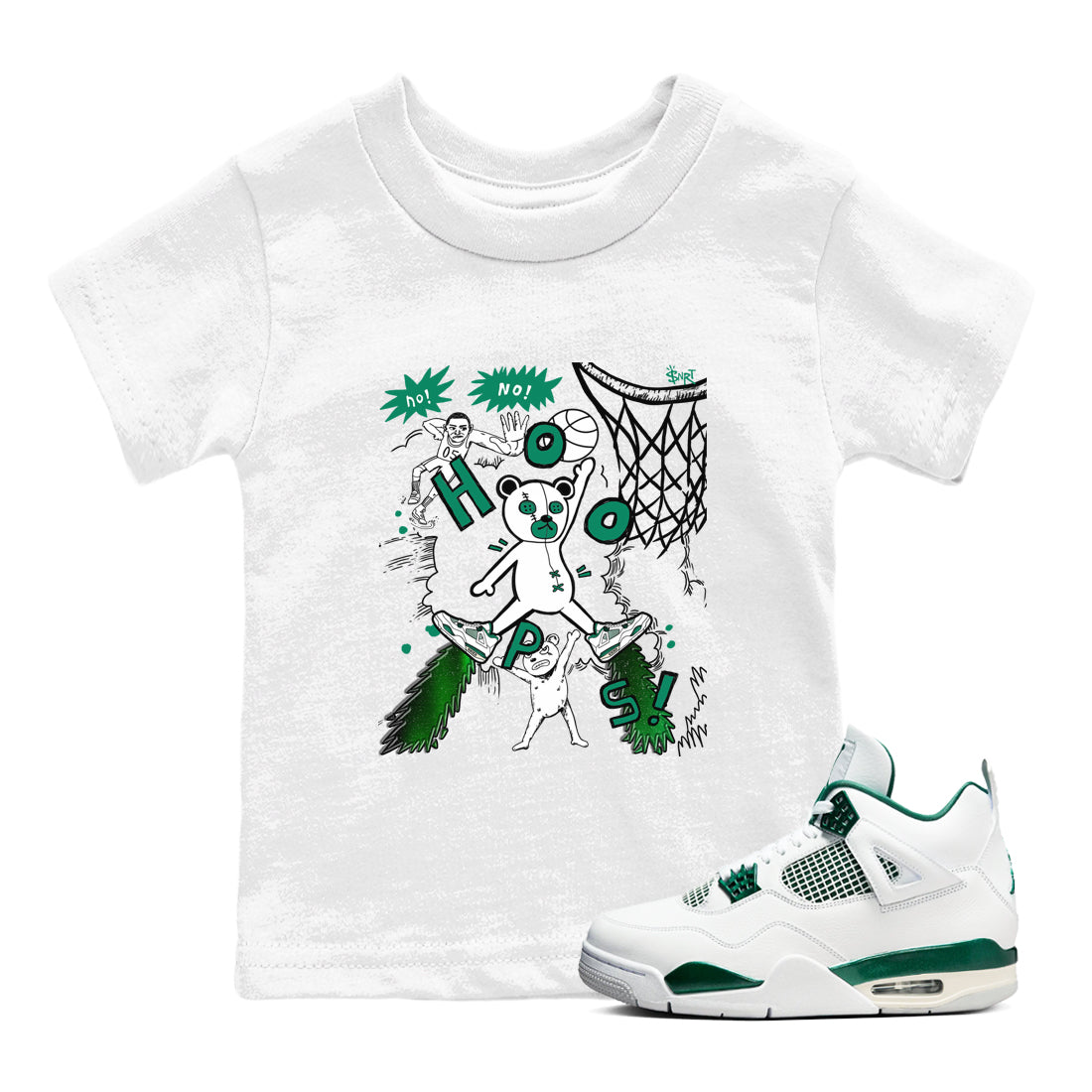 Stop The Bear snkmatch Tees Kids - Air Jordan 4 Oxidized Green