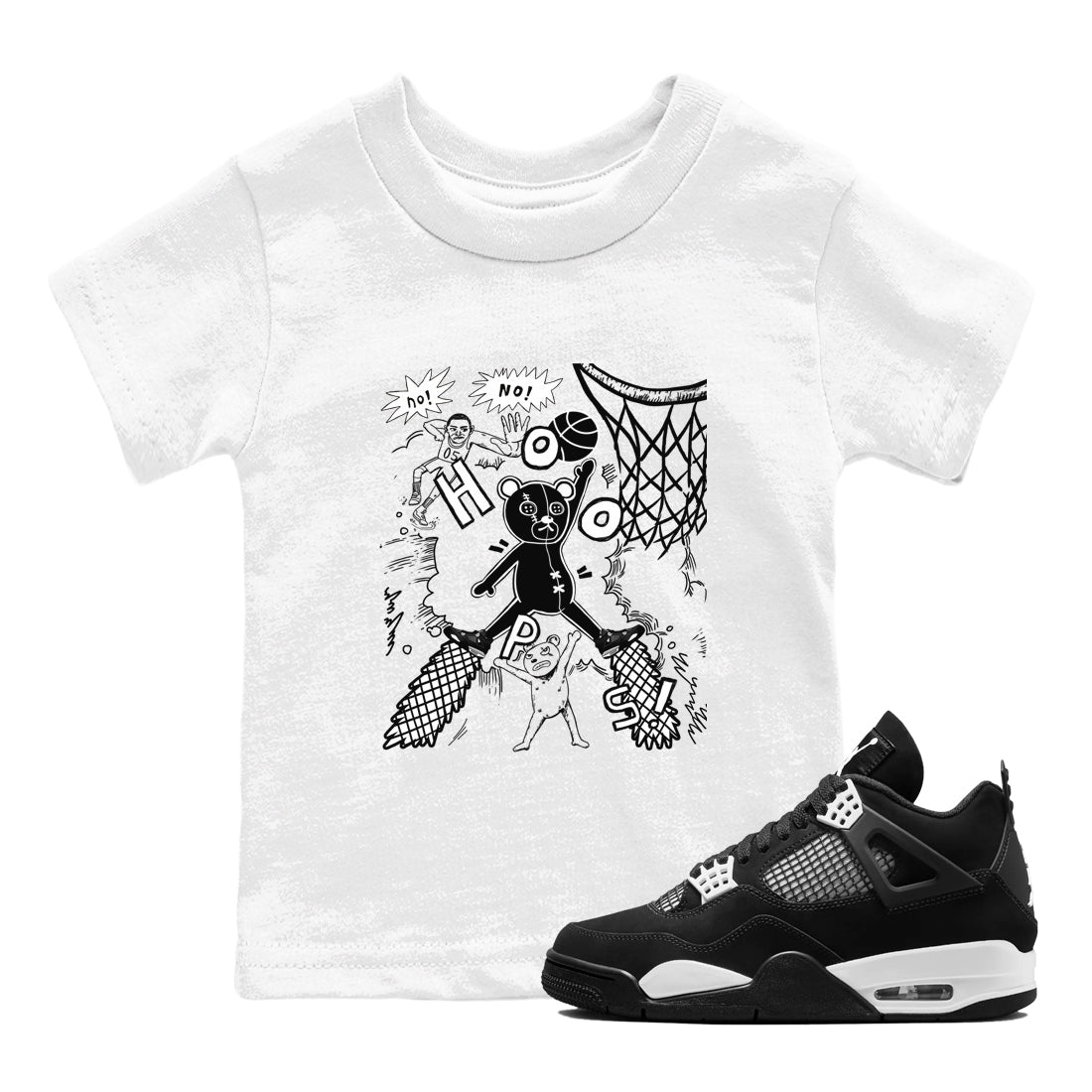 Stop The Bear snkmatch Tees Kids - Air Jordan 4 White Thunder