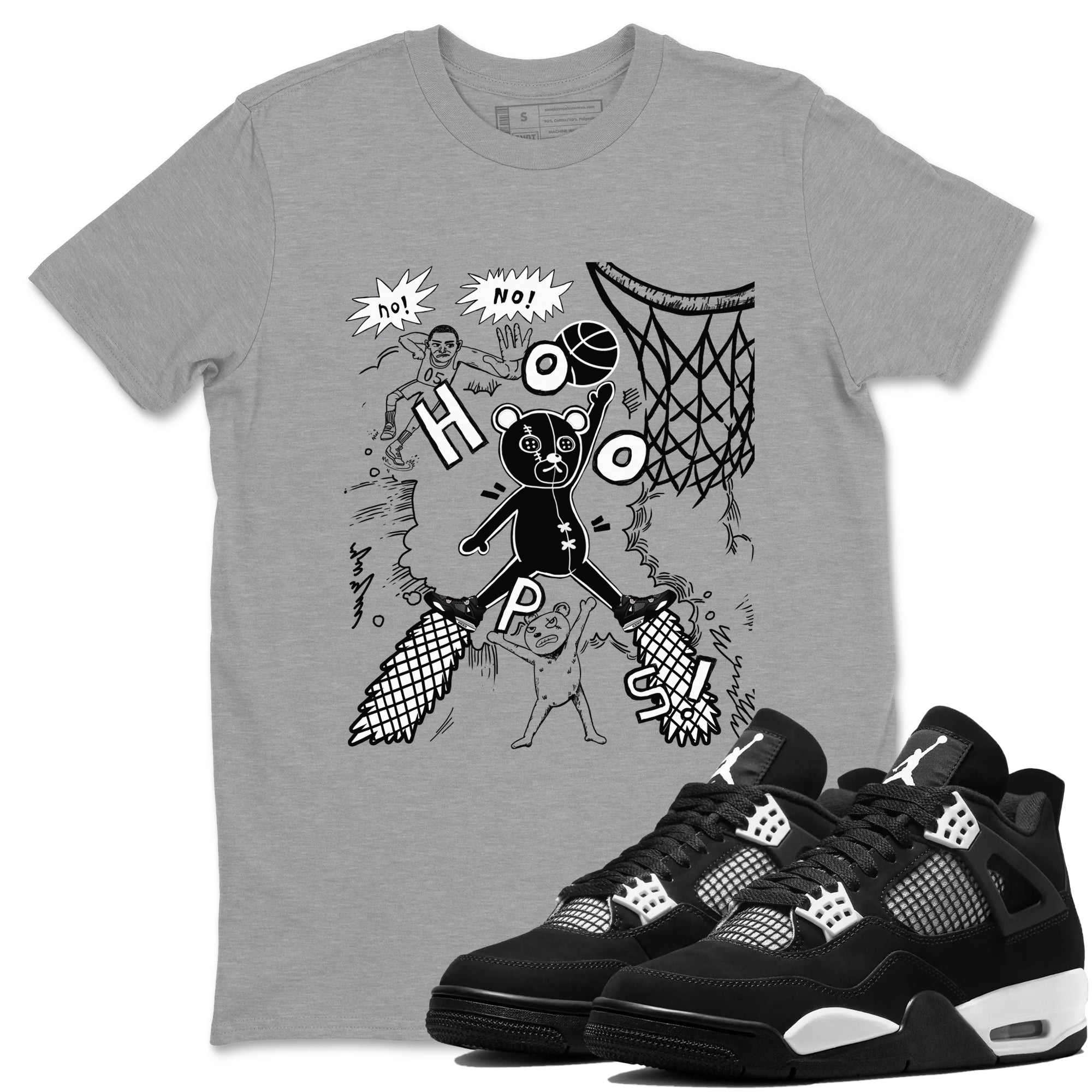 Stop The Bear snkmatch Tees - Air Jordan 4 White Thunder