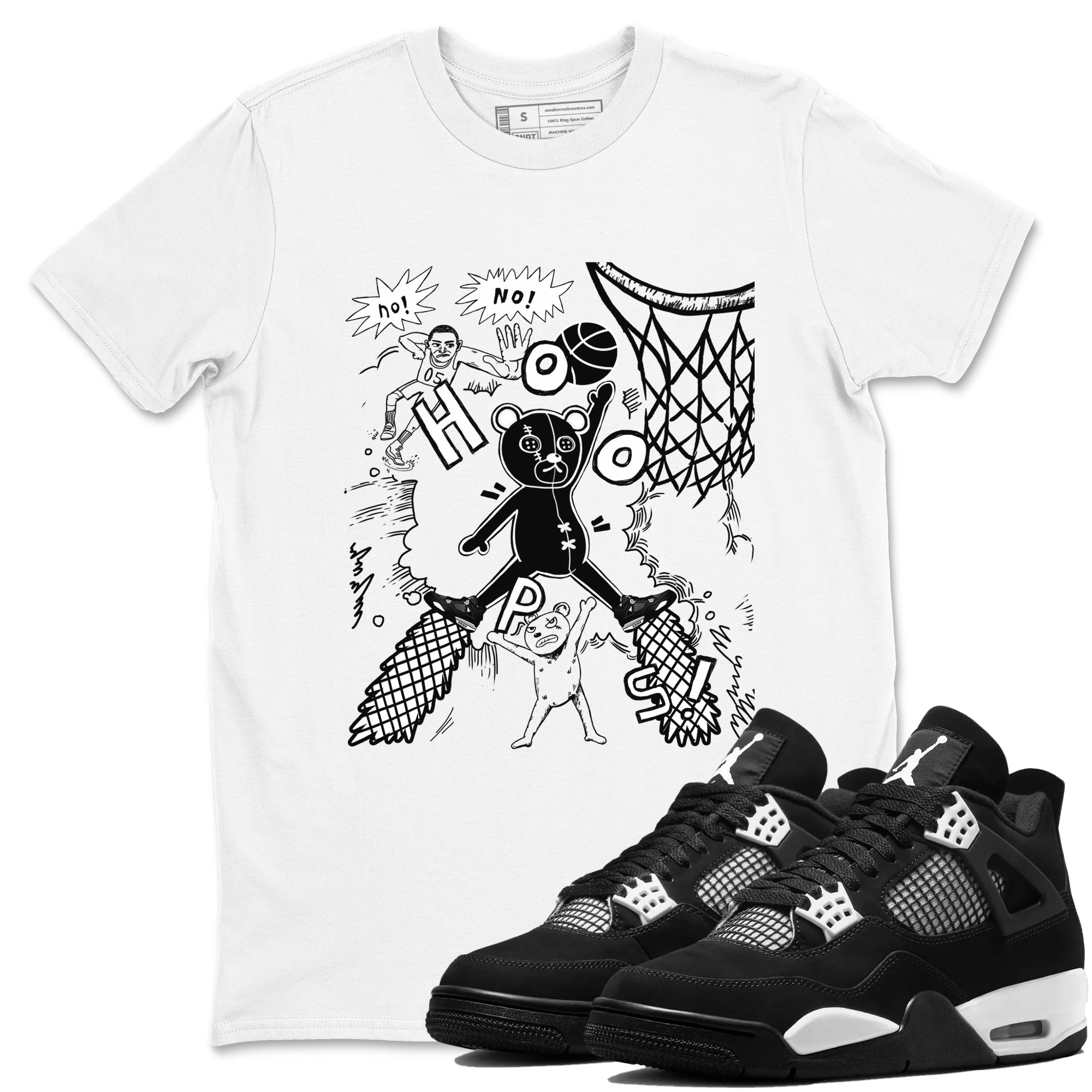 Stop The Bear snkmatch Tees - Air Jordan 4 White Thunder