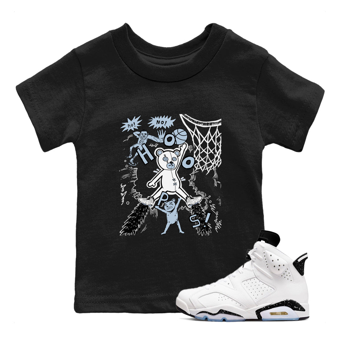 Stop The Bear snkmatch Tees Kids - Air Jordan 6 White Black