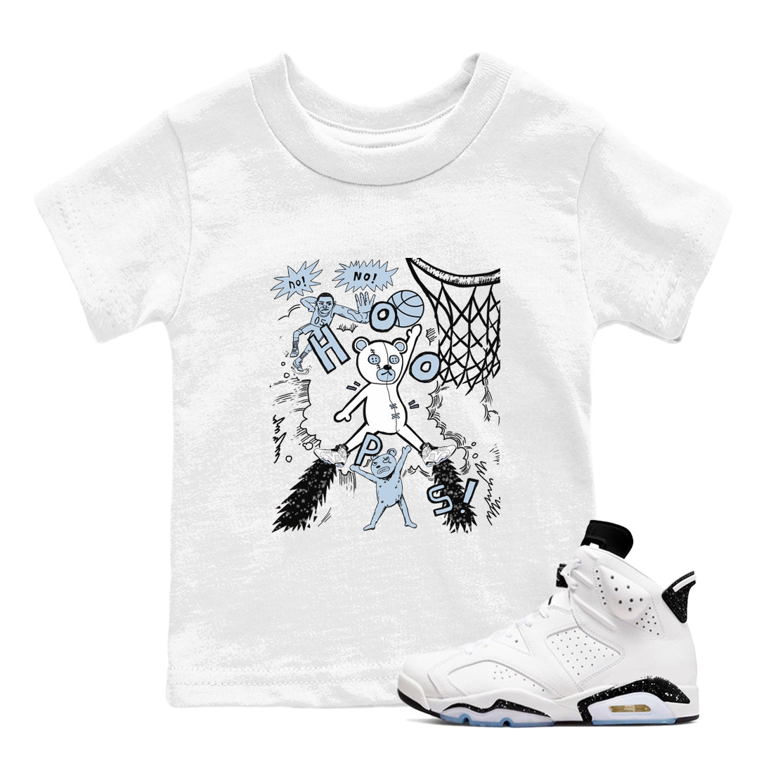 Stop The Bear snkmatch Tees Kids - Air Jordan 6 White Black