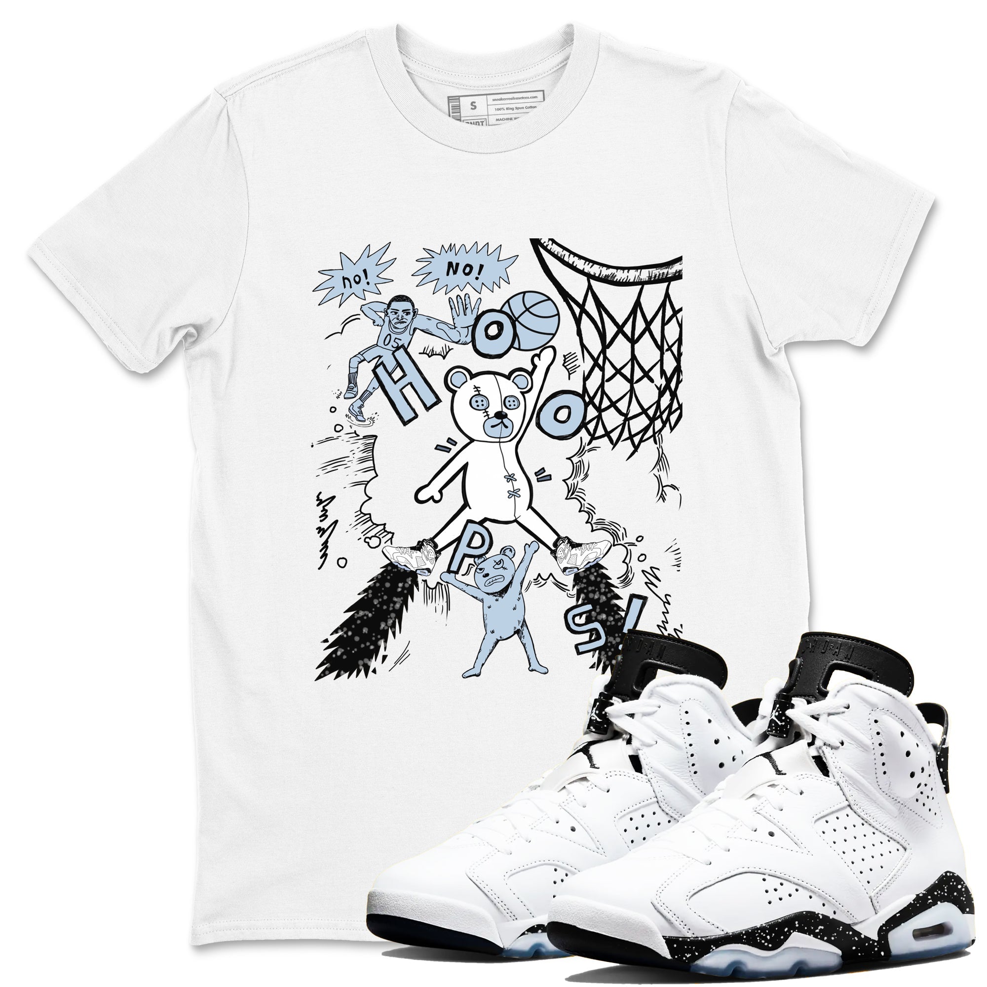 Stop The Bear snkmatch Tees - Air Jordan 6 White Black