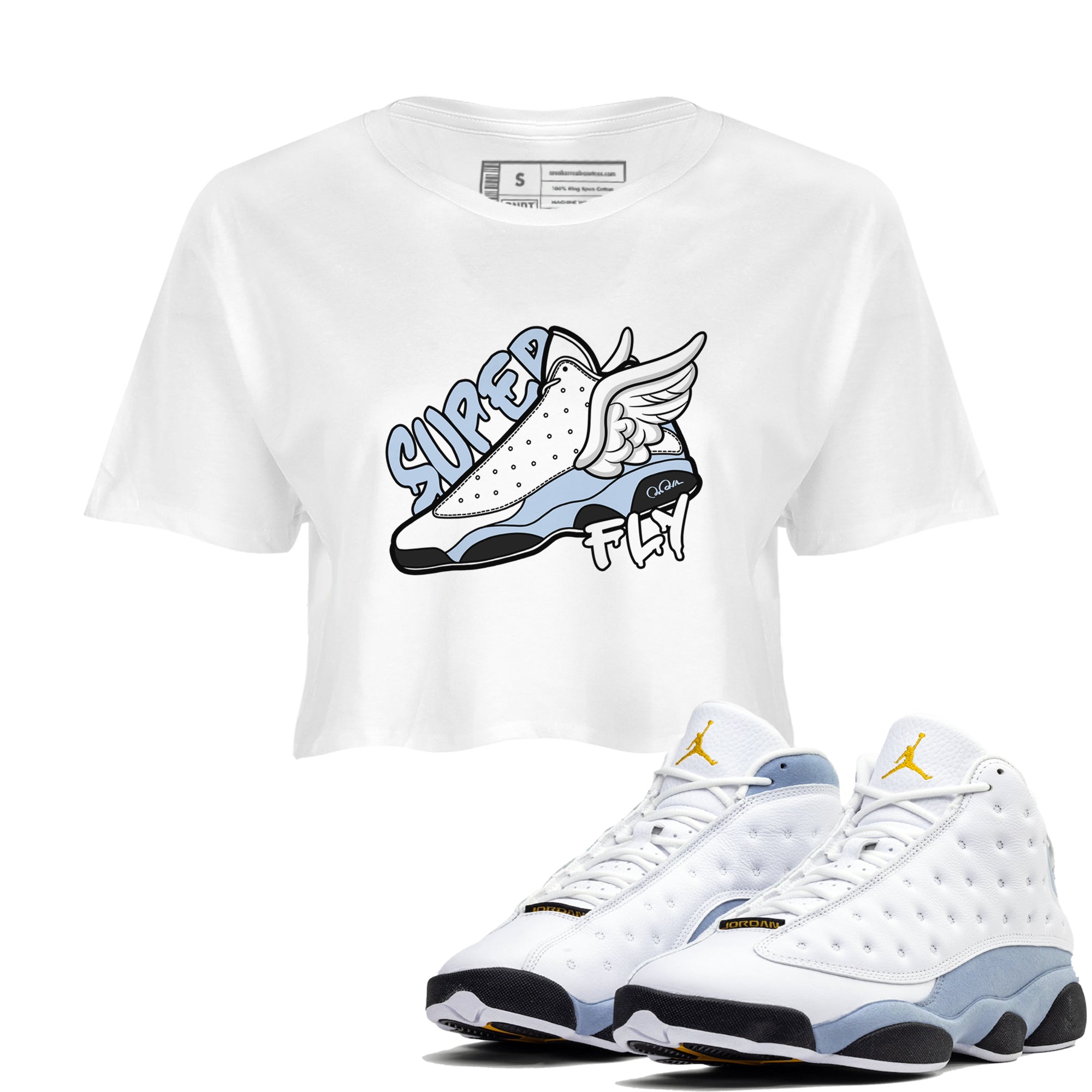 Super Fly snkmatch Women's Top - Air Jordan 13 Blue Grey