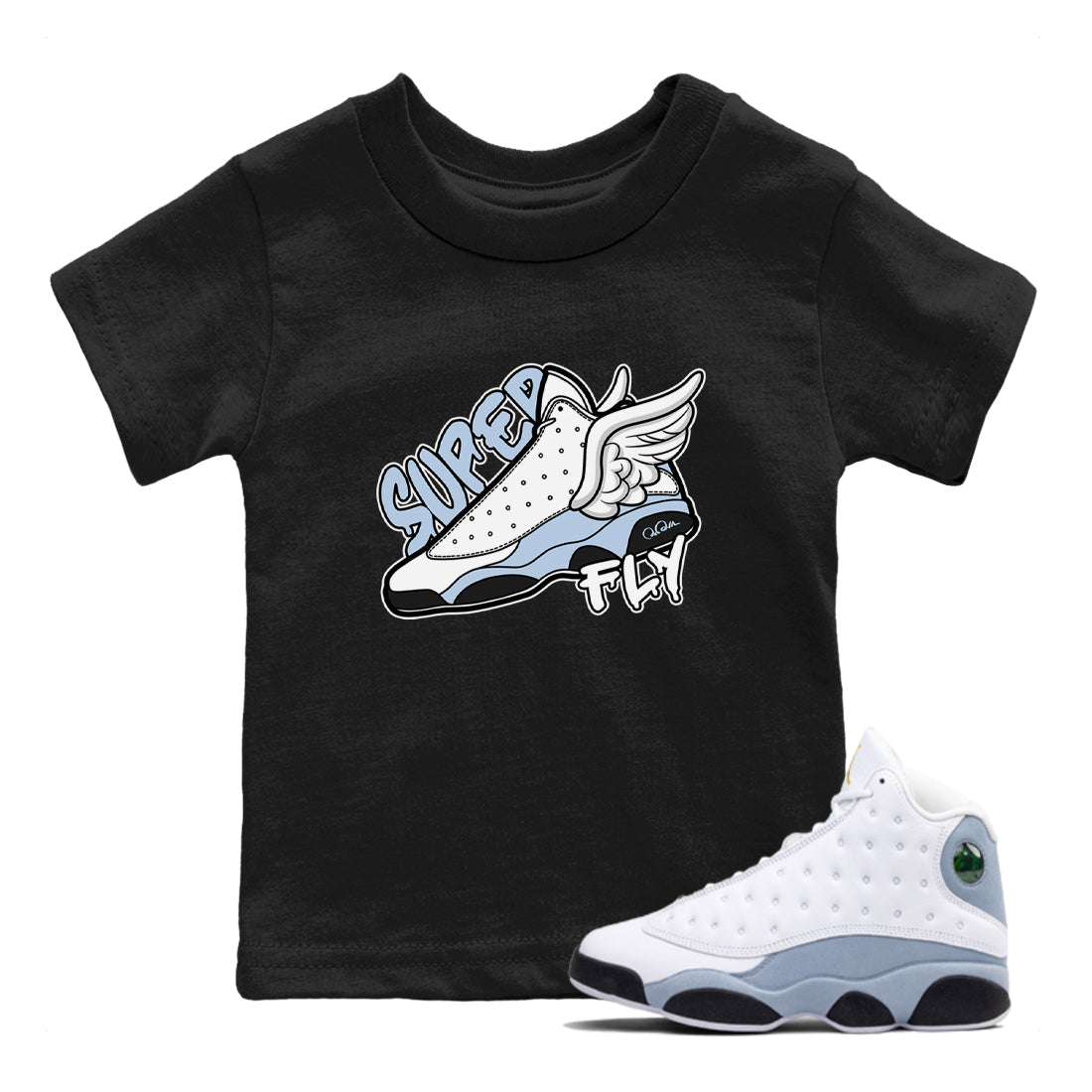 Super Fly snkmatch Tees Kids - Air Jordan 13 Blue Grey