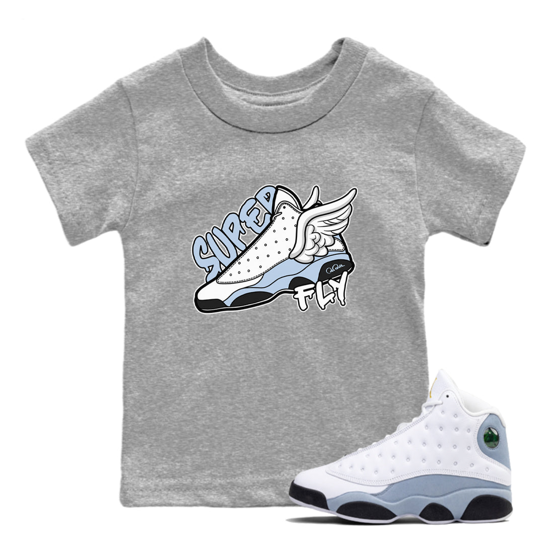Super Fly snkmatch Tees Kids - Air Jordan 13 Blue Grey