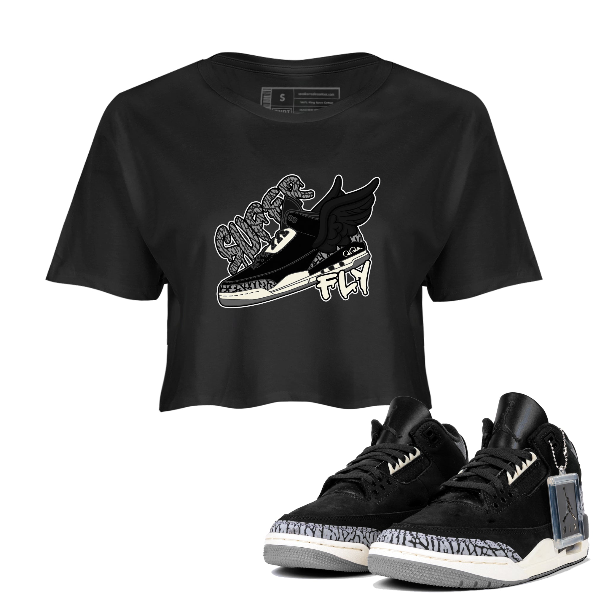 Super Fly snkmatch Women's Top - Air Jordan 3 Off Noir