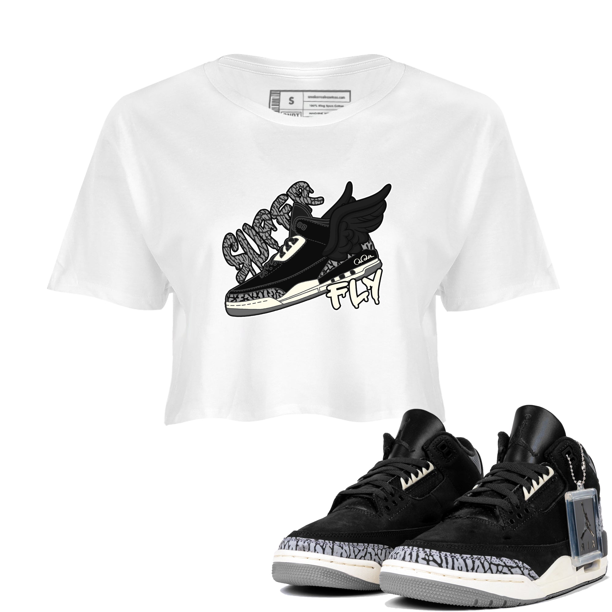 Super Fly snkmatch Women's Top - Air Jordan 3 Off Noir