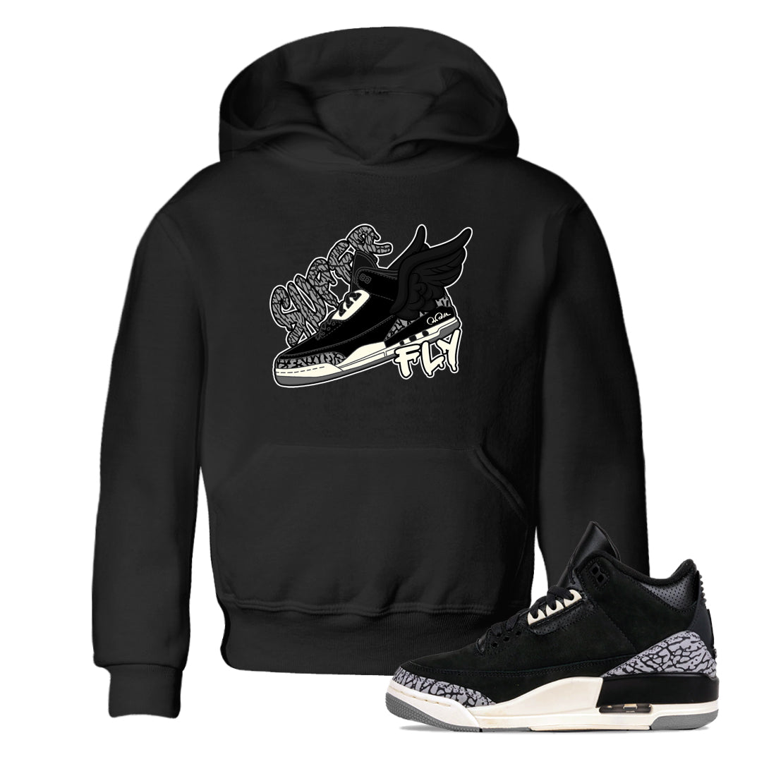 Super Fly snkmatch Tee Kids - Air Jordan 3 Off Noir