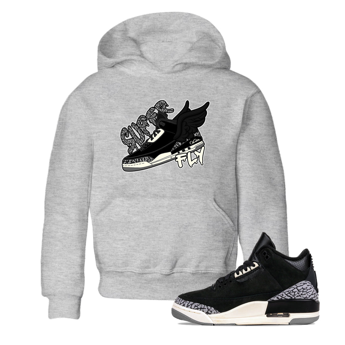 Super Fly snkmatch Tee Kids - Air Jordan 3 Off Noir