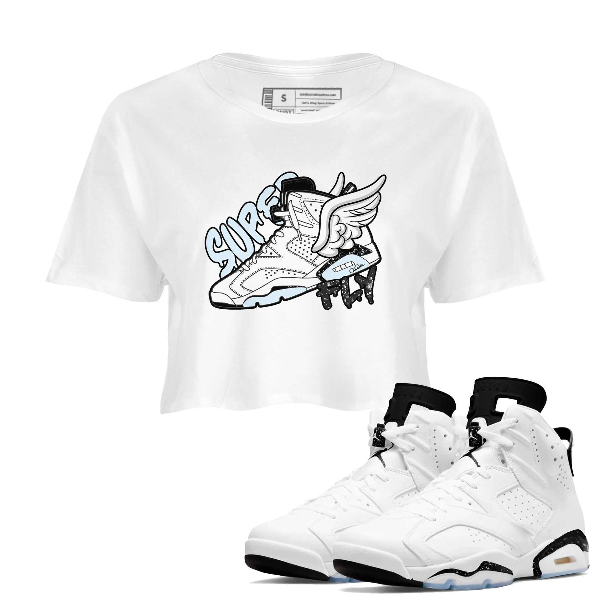 Super Fly snkmatch Women's Top - Air Jordan 6 White Black