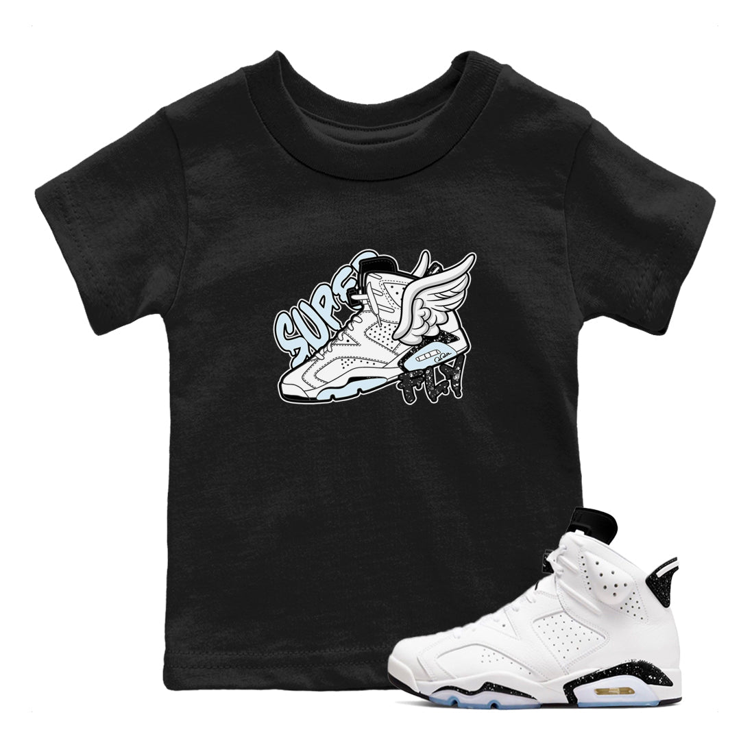 Super Fly snkmatch Tees Kids - Air Jordan 6 White Black