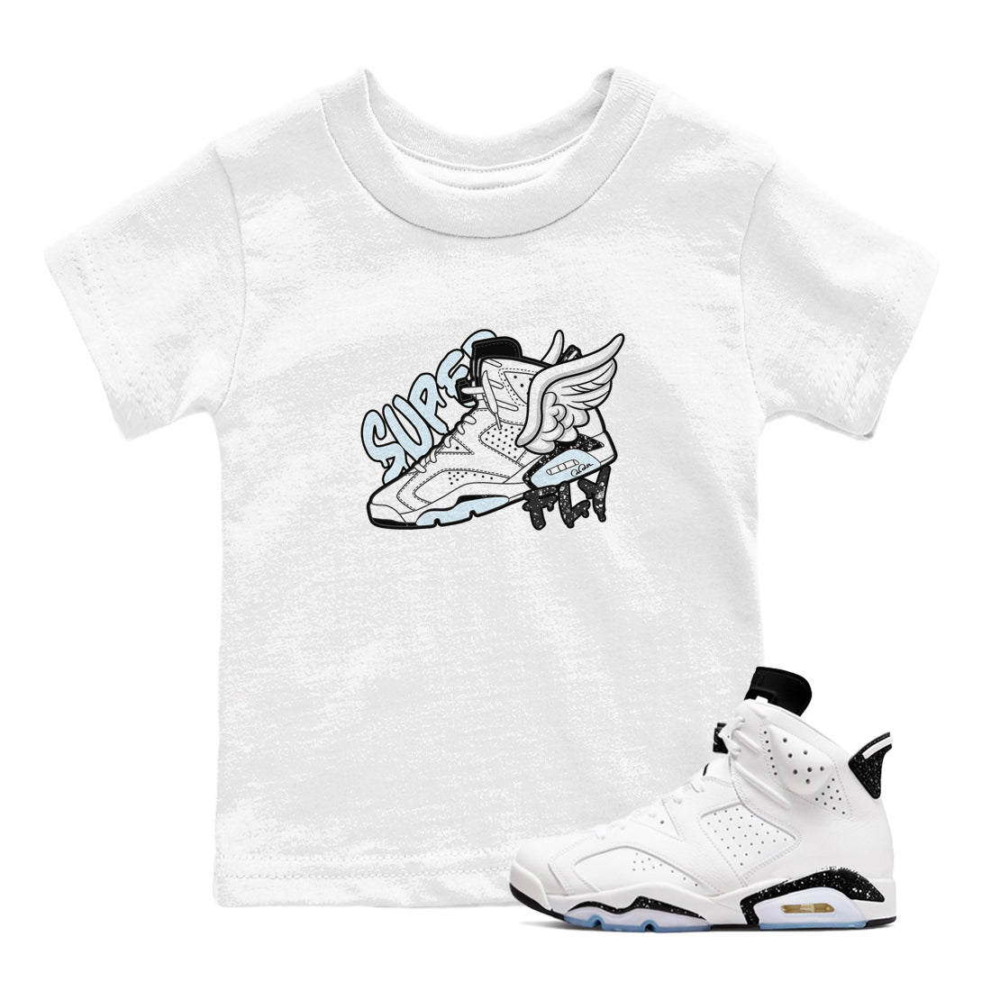Super Fly snkmatch Tees Kids - Air Jordan 6 White Black