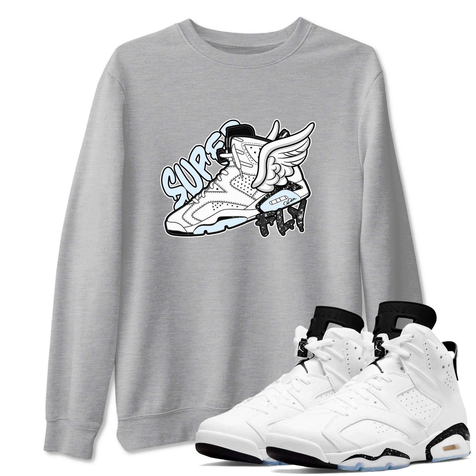 Super Fly snkmatch Tees - Air Jordan 6 White Black