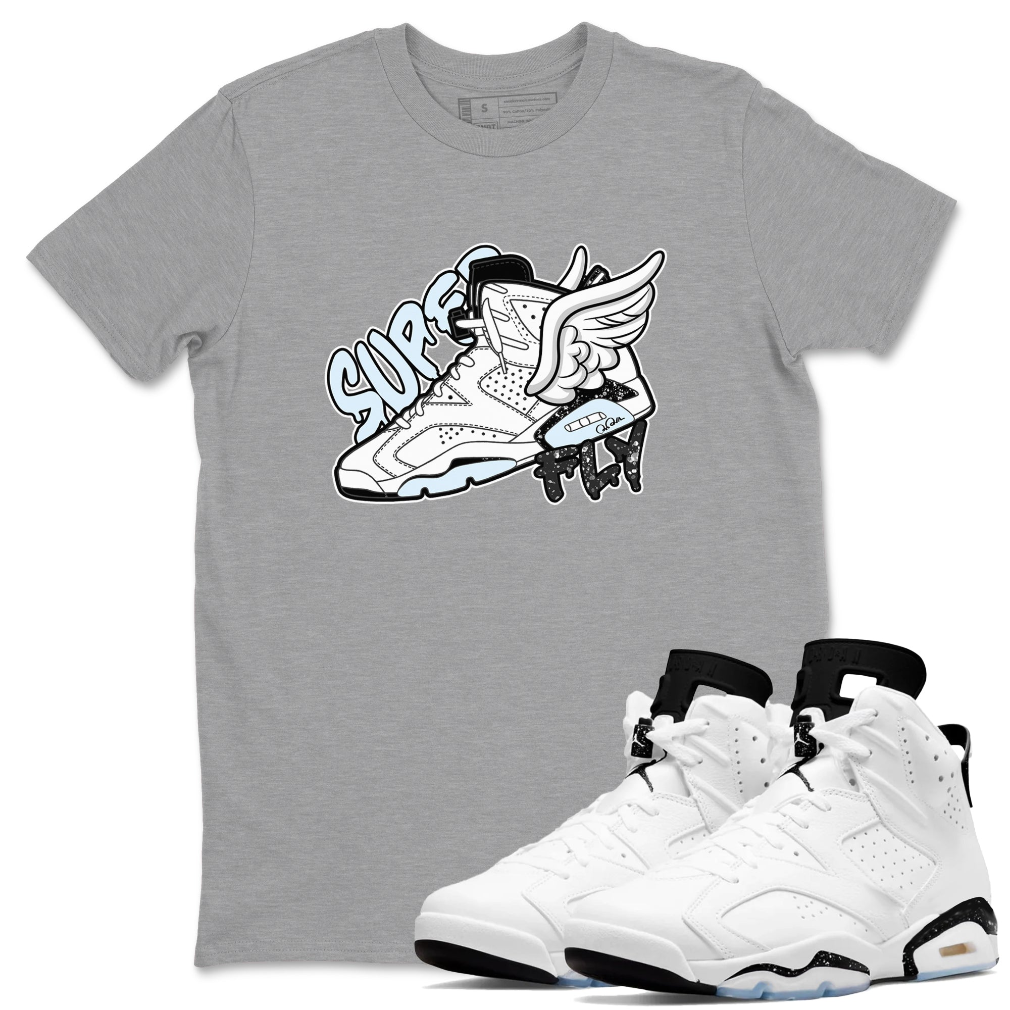Super Fly snkmatch Tees - Air Jordan 6 White Black