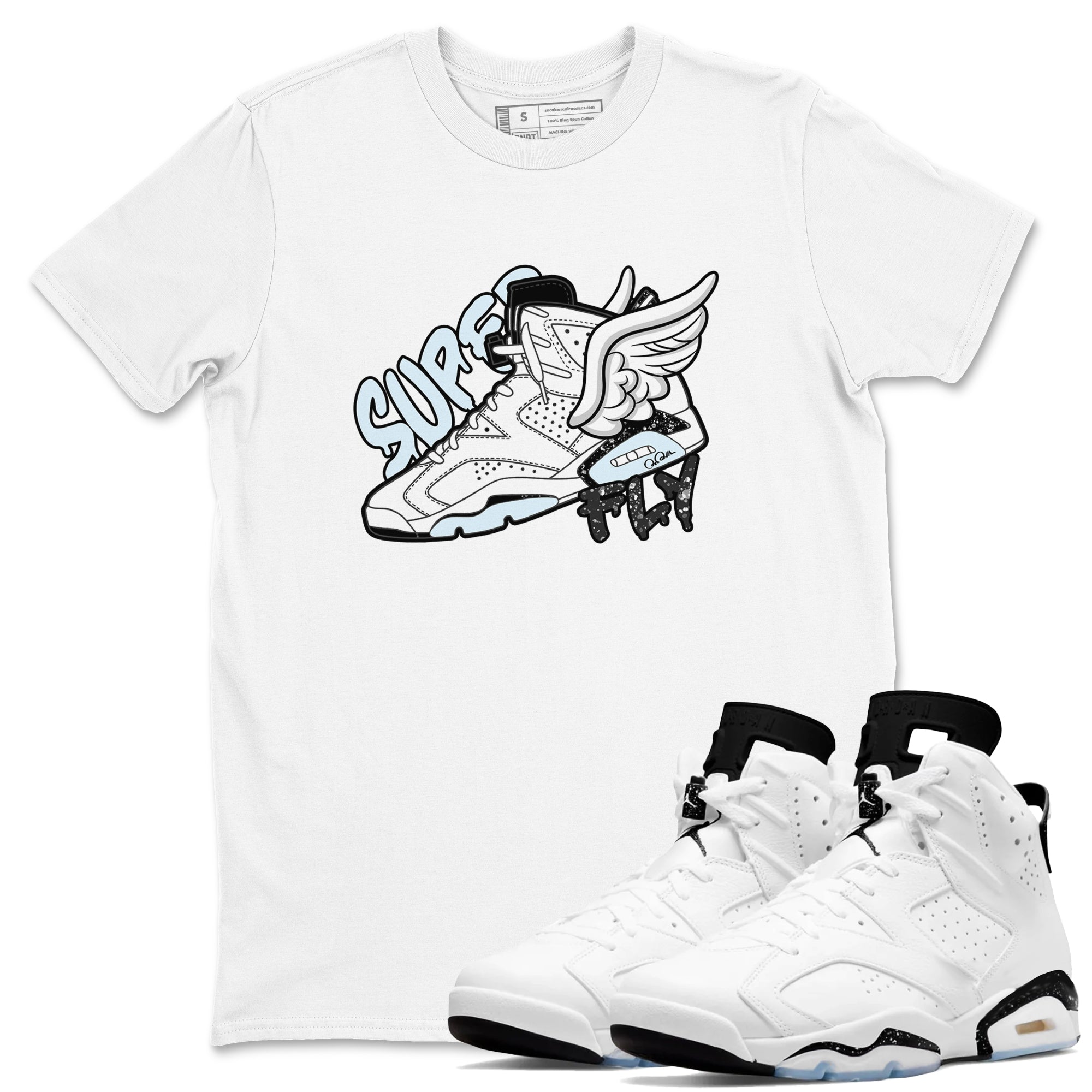 Super Fly snkmatch Tees - Air Jordan 6 White Black