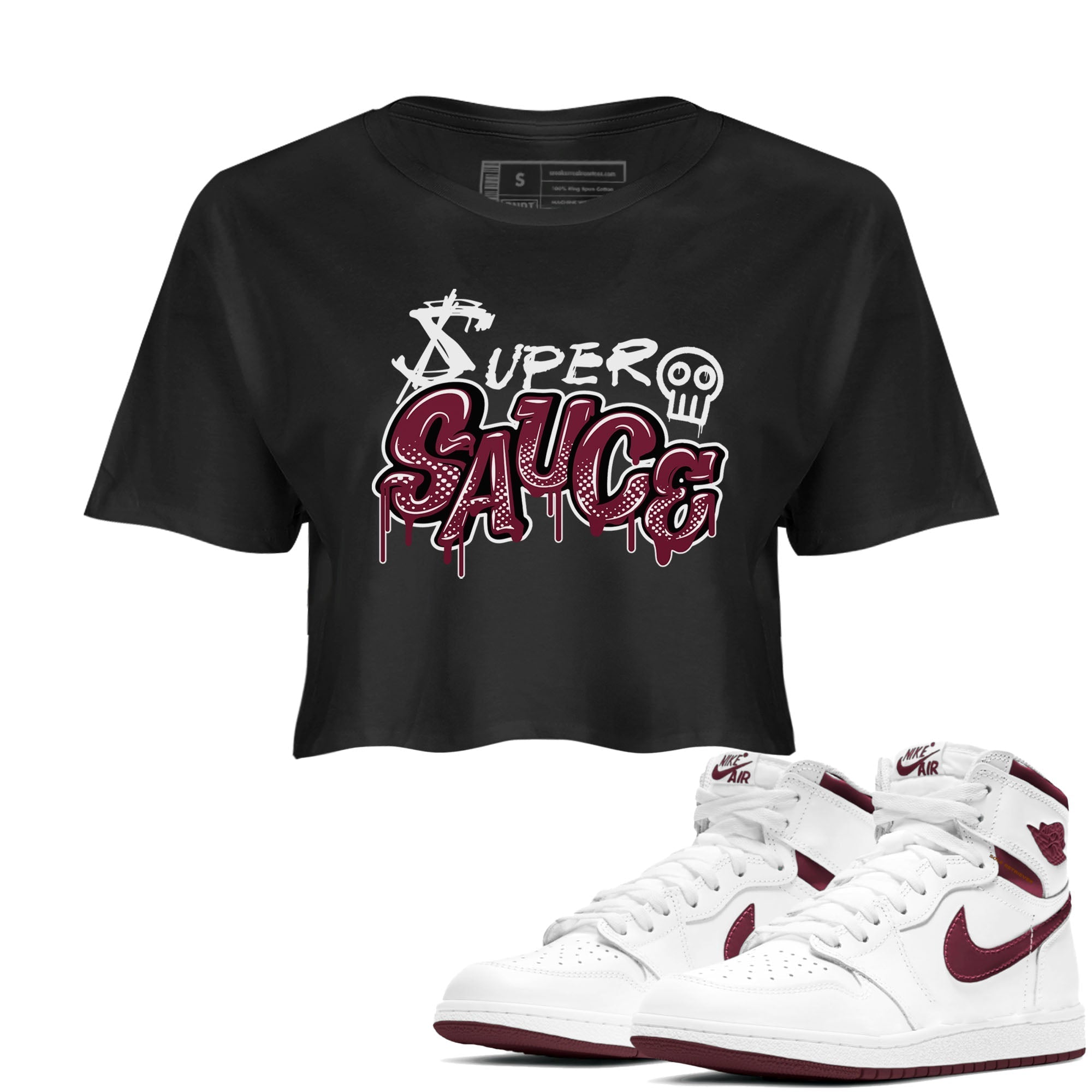 Super Sauce snkmatch Women's Top - Air Jordan 1 Metallic Burgundy