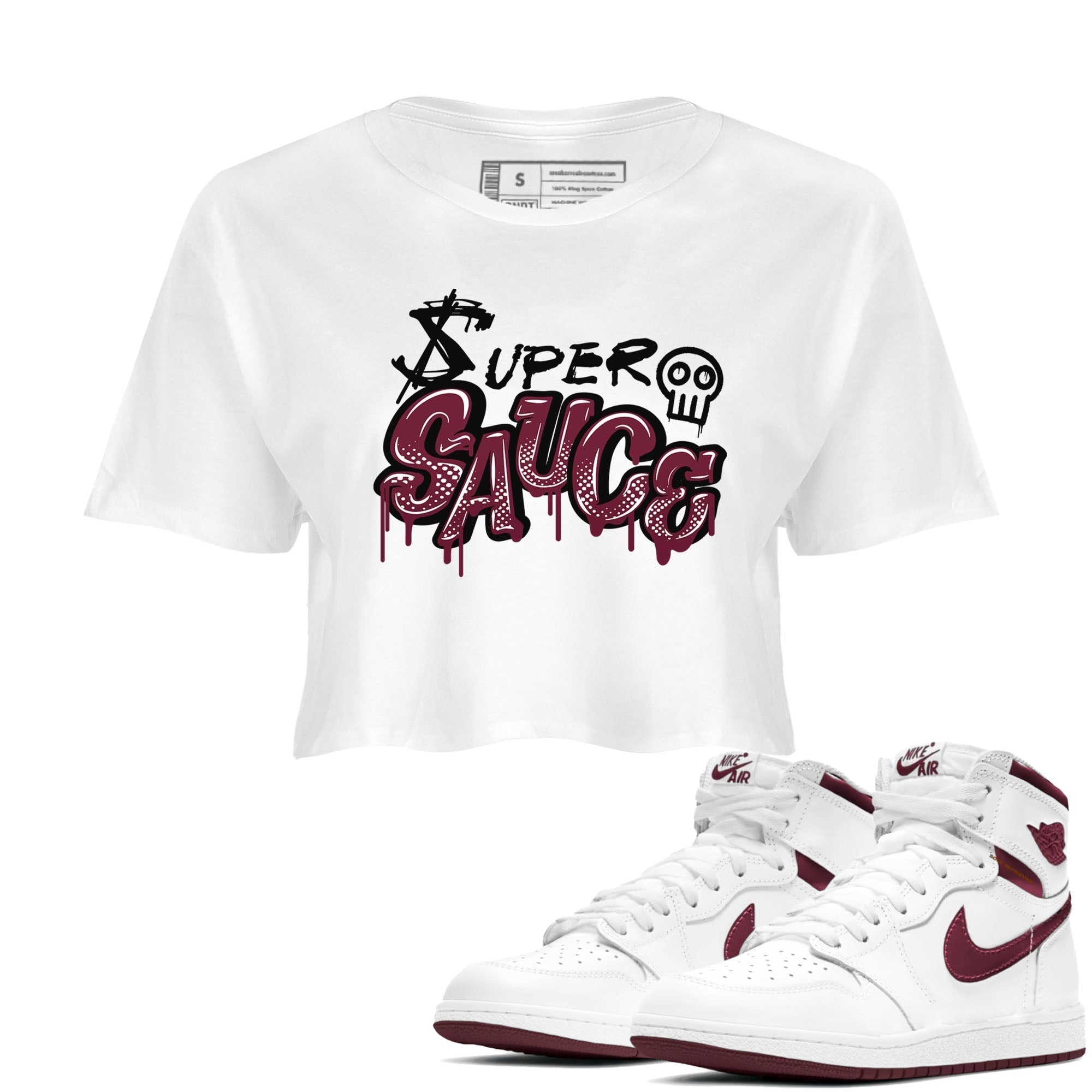 Super Sauce snkmatch Women's Top - Air Jordan 1 Metallic Burgundy