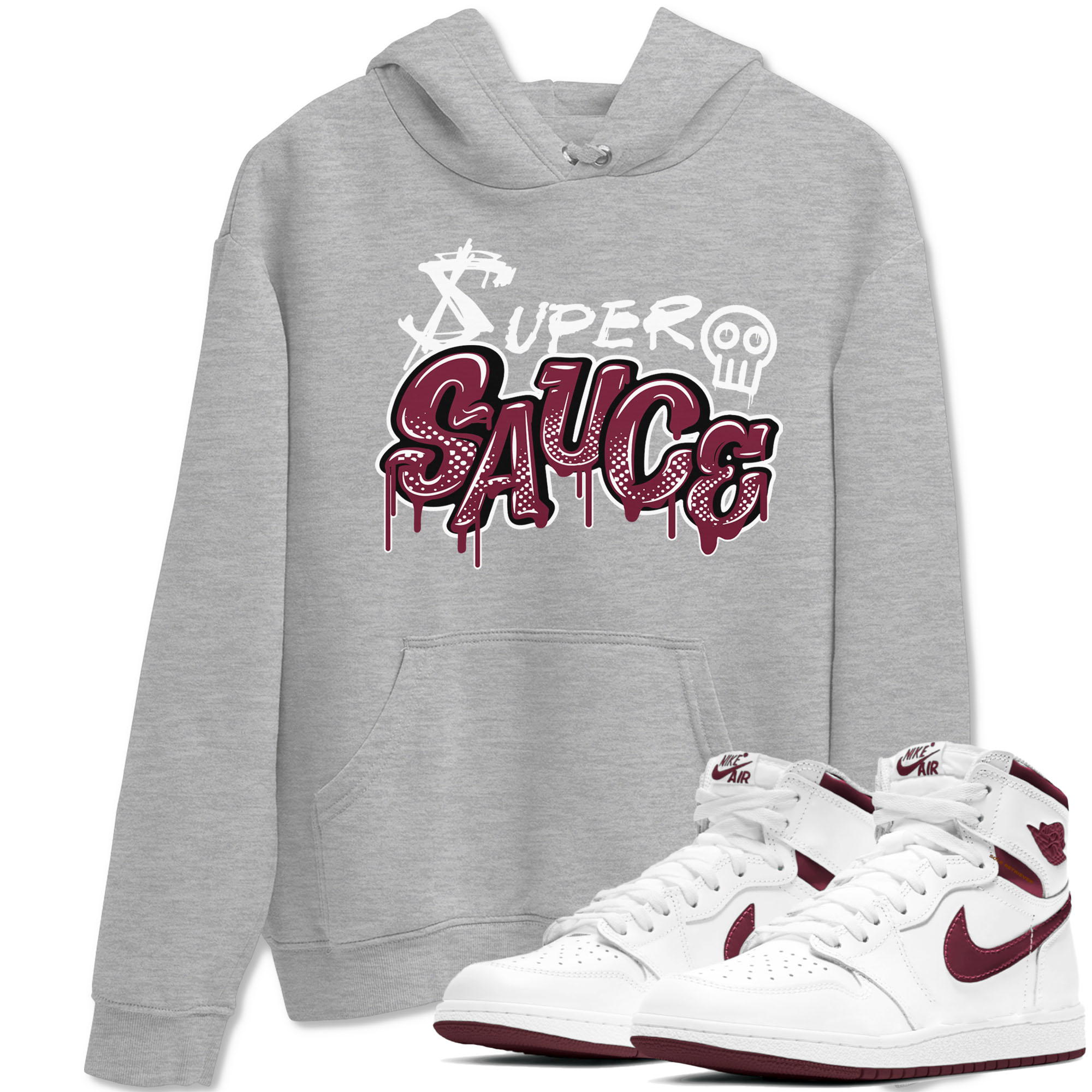 Super Sauce snkmatch Tees - Air Jordan 1 Metallic Burgundy