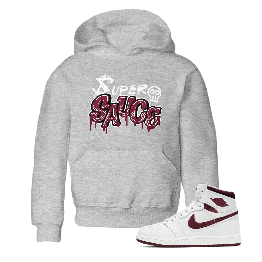 Super Sauce snkmatch Tees Kids - Air Jordan 1 Metallic Burgundy