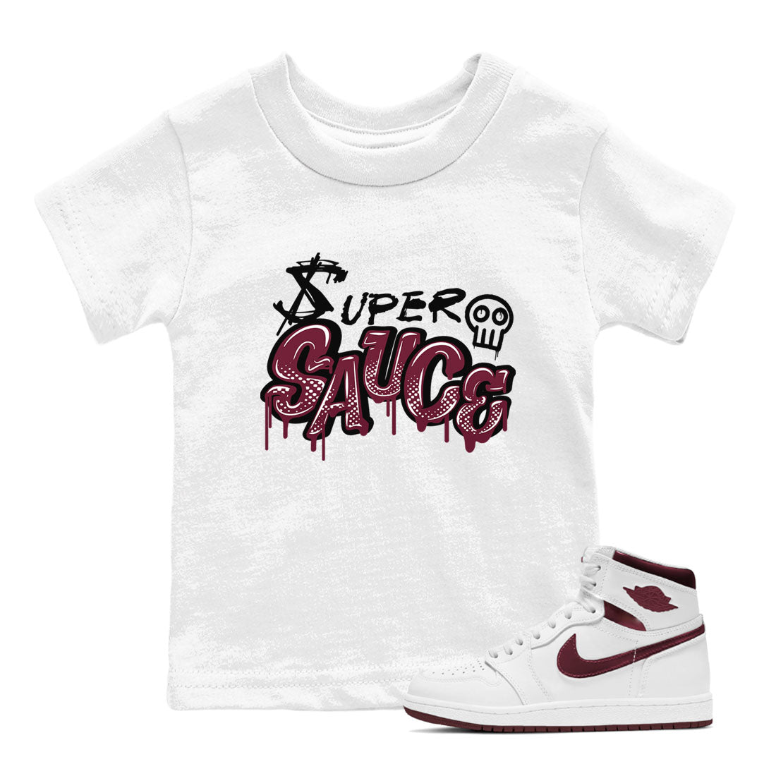 Super Sauce snkmatch Tees Kids - Air Jordan 1 Metallic Burgundy