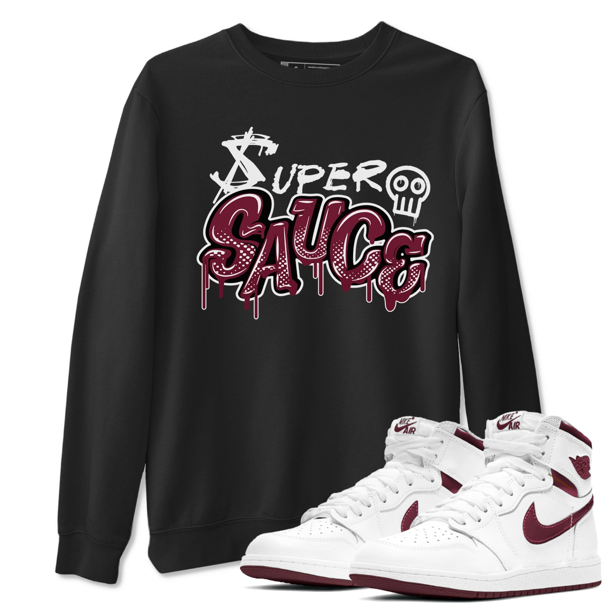 Super Sauce snkmatch Tees - Air Jordan 1 Metallic Burgundy