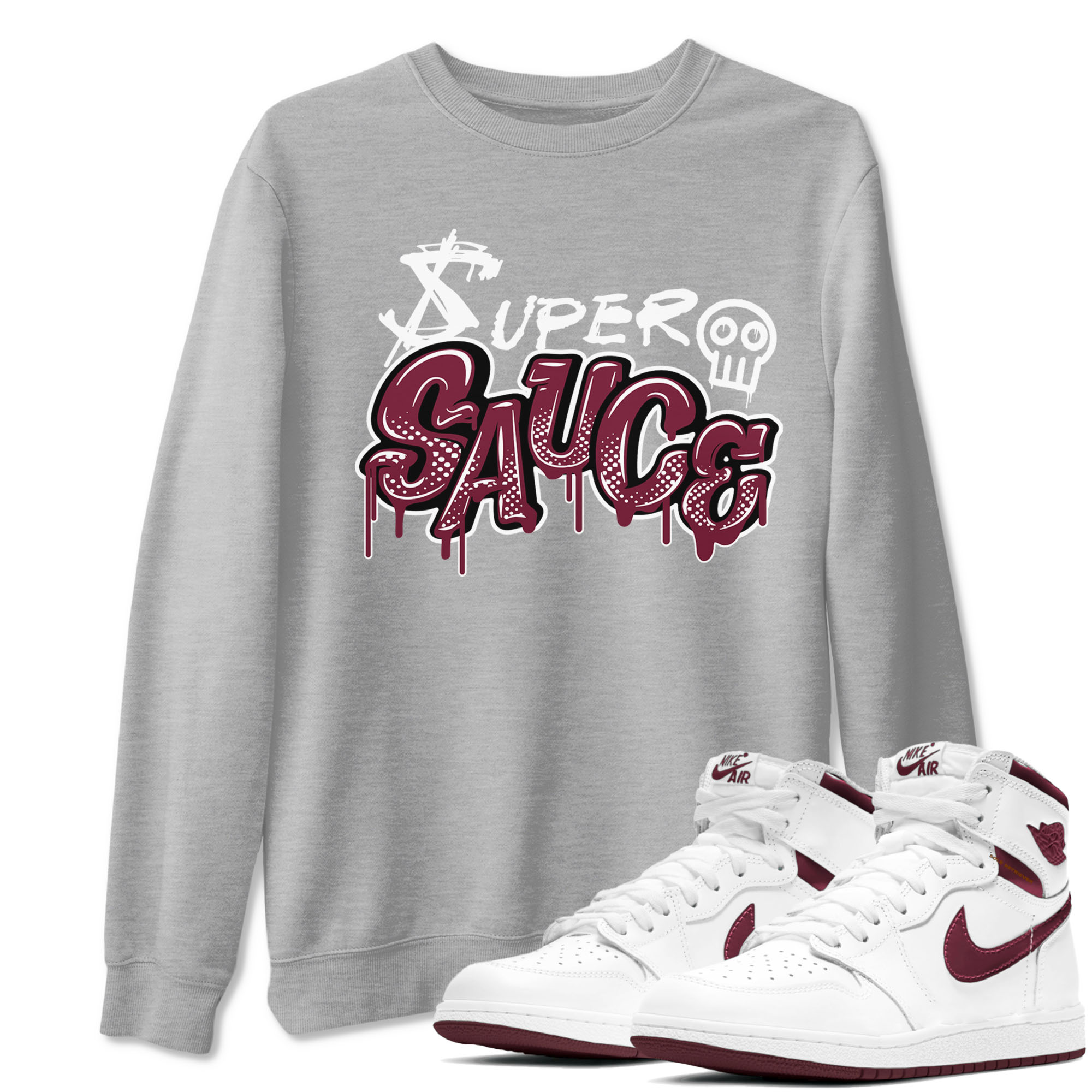 Super Sauce snkmatch Tees - Air Jordan 1 Metallic Burgundy