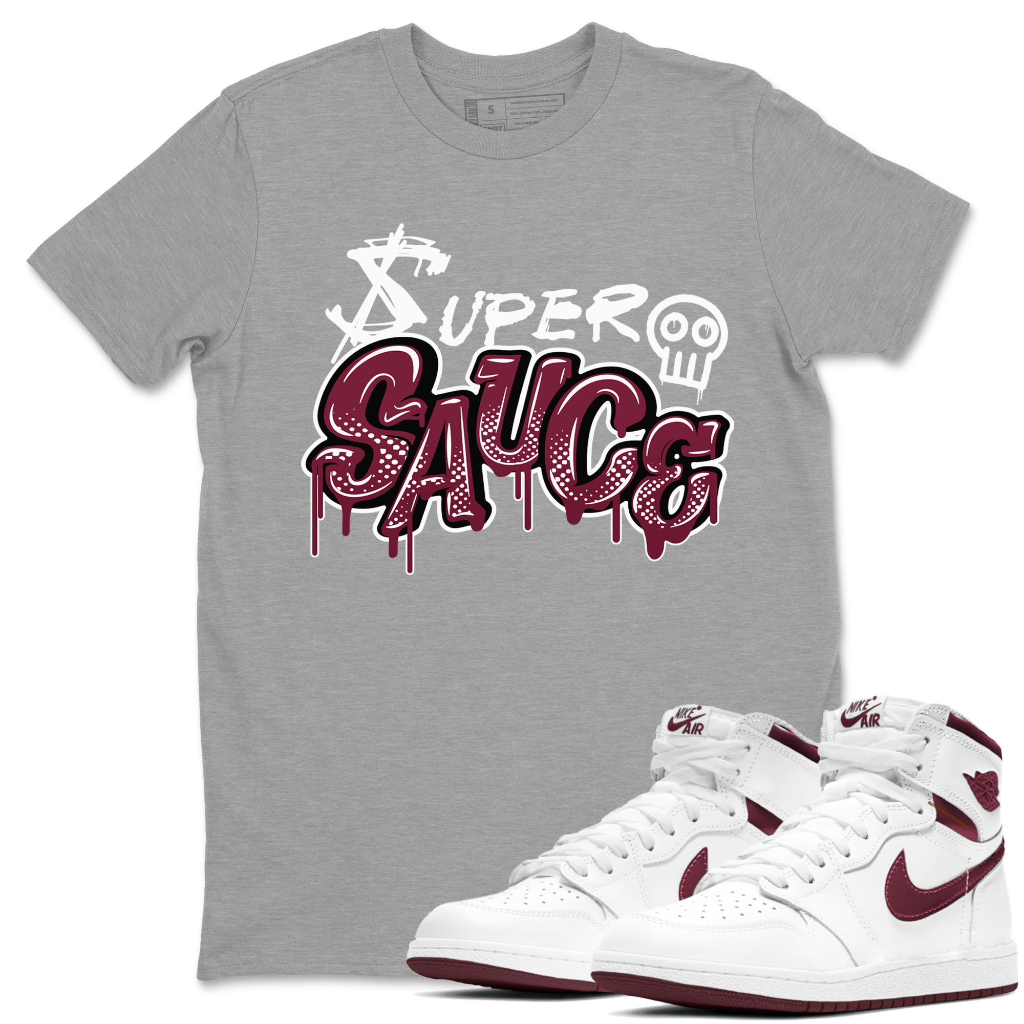 Super Sauce snkmatch Tees - Air Jordan 1 Metallic Burgundy
