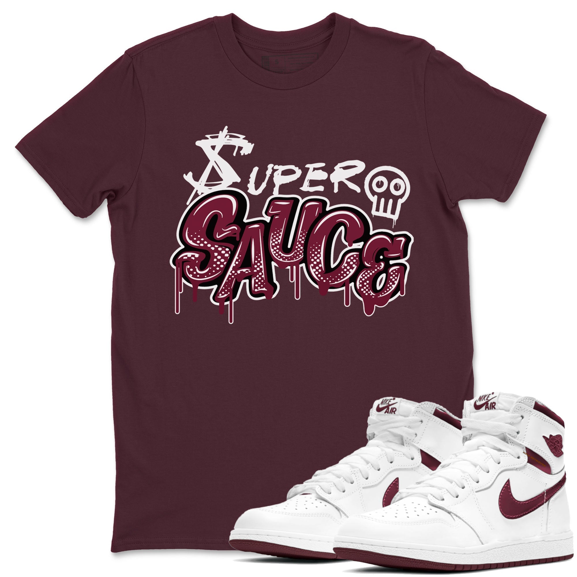Super Sauce snkmatch Tees - Air Jordan 1 Metallic Burgundy