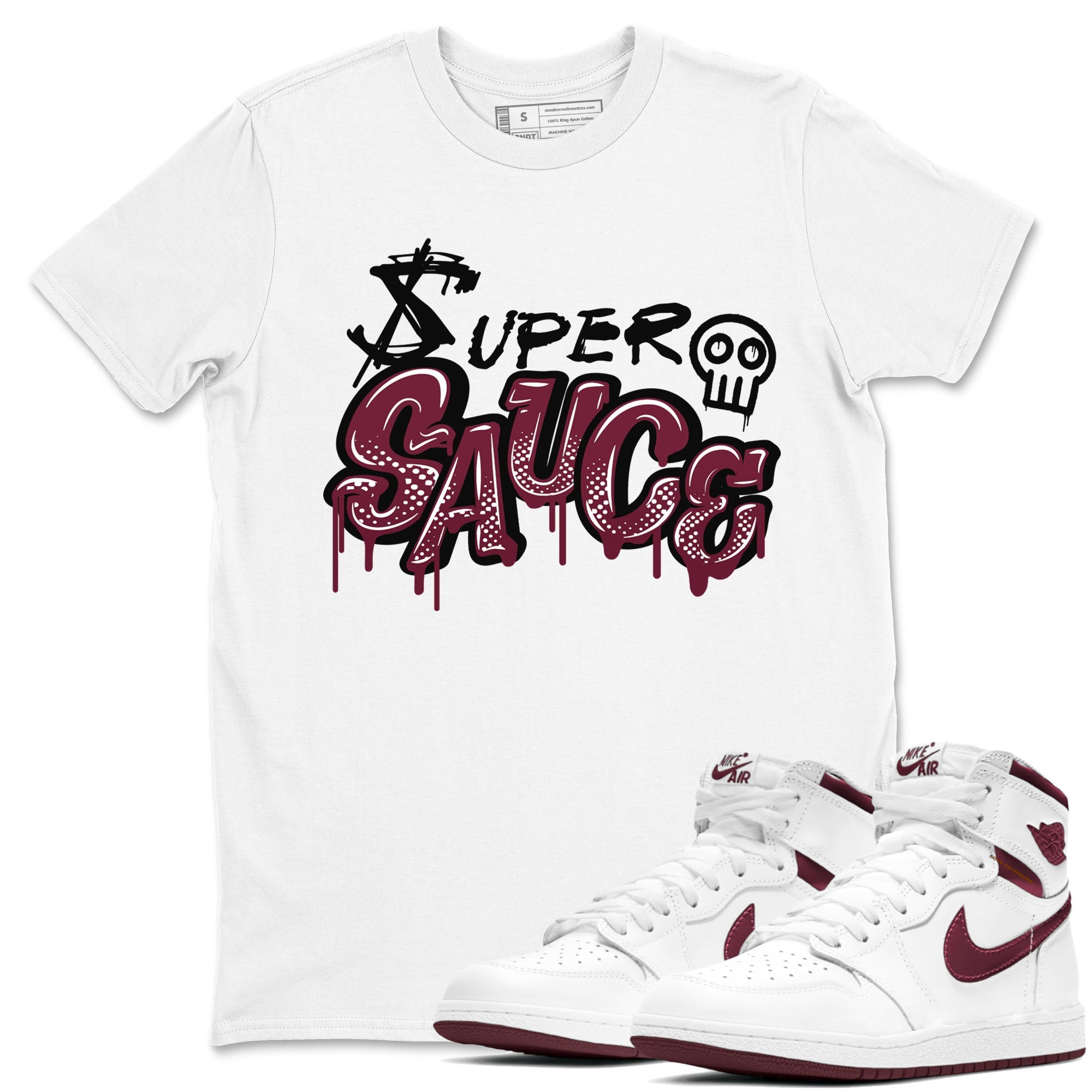 Super Sauce snkmatch Tees - Air Jordan 1 Metallic Burgundy