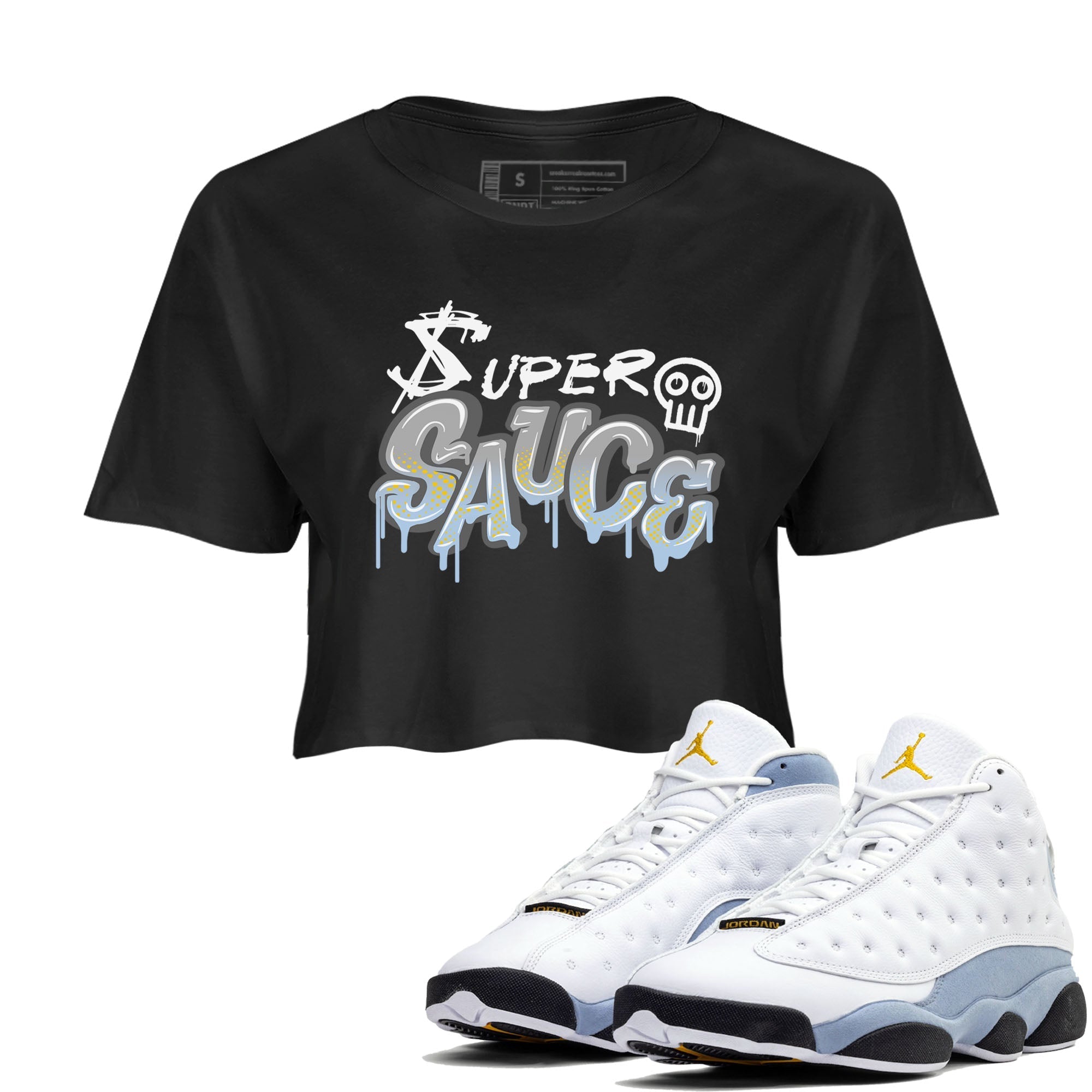 Super Sauce snkmatch Women's Top - Air Jordan 13 Blue Grey