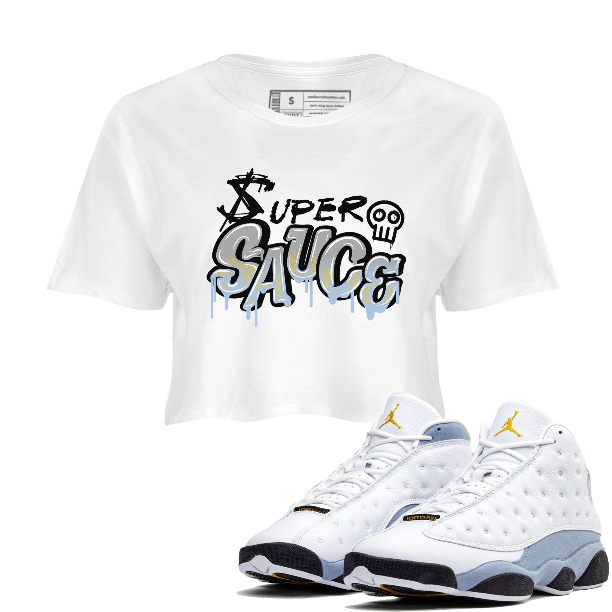Super Sauce snkmatch Women's Top - Air Jordan 13 Blue Grey