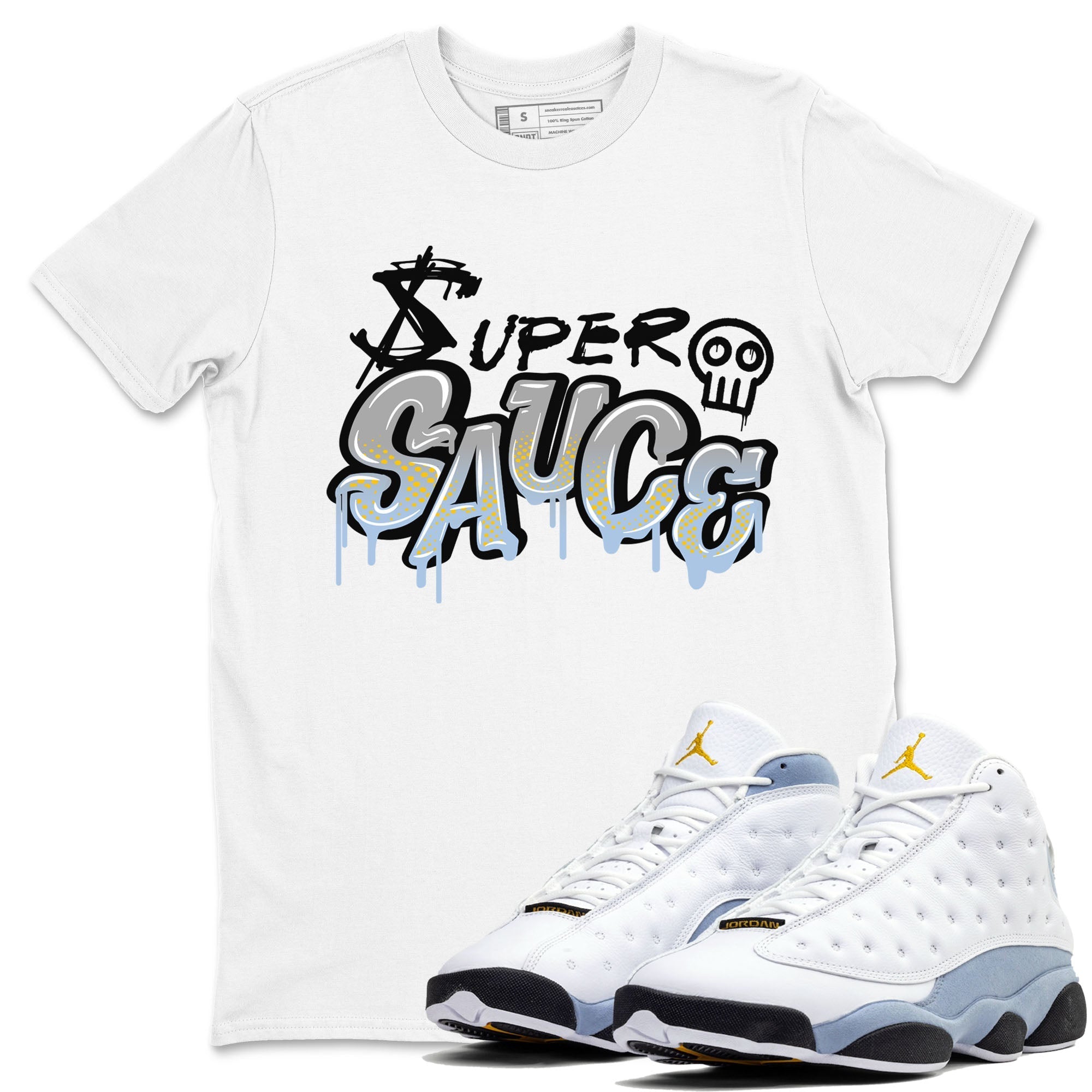 Super Sauce snkmatch Tees - Air Jordan 13 Blue Grey
