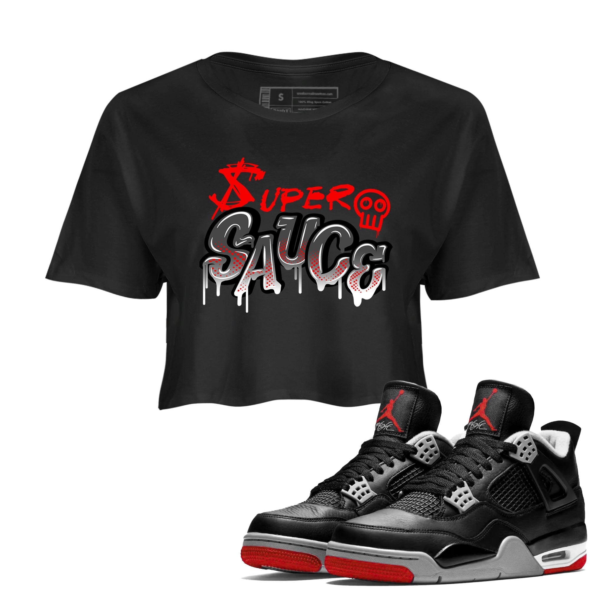Super Sauce snkmatch Women's Top - Air Jordan 4 Bred Reimagined