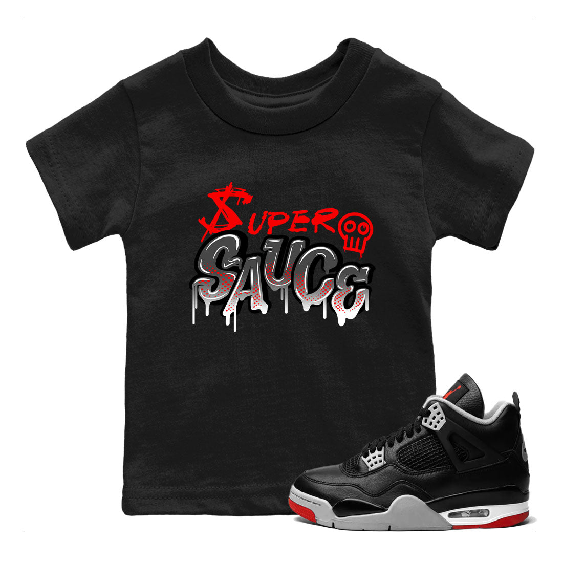 Super Sauce snkmatch Tees Kids - Air Jordan 4 Bred Reimagined