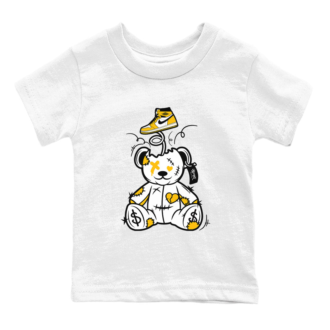 Surprise Teddy Bear snkmatch Tees Kids - Air Jordan 1 Yellow Ochre
