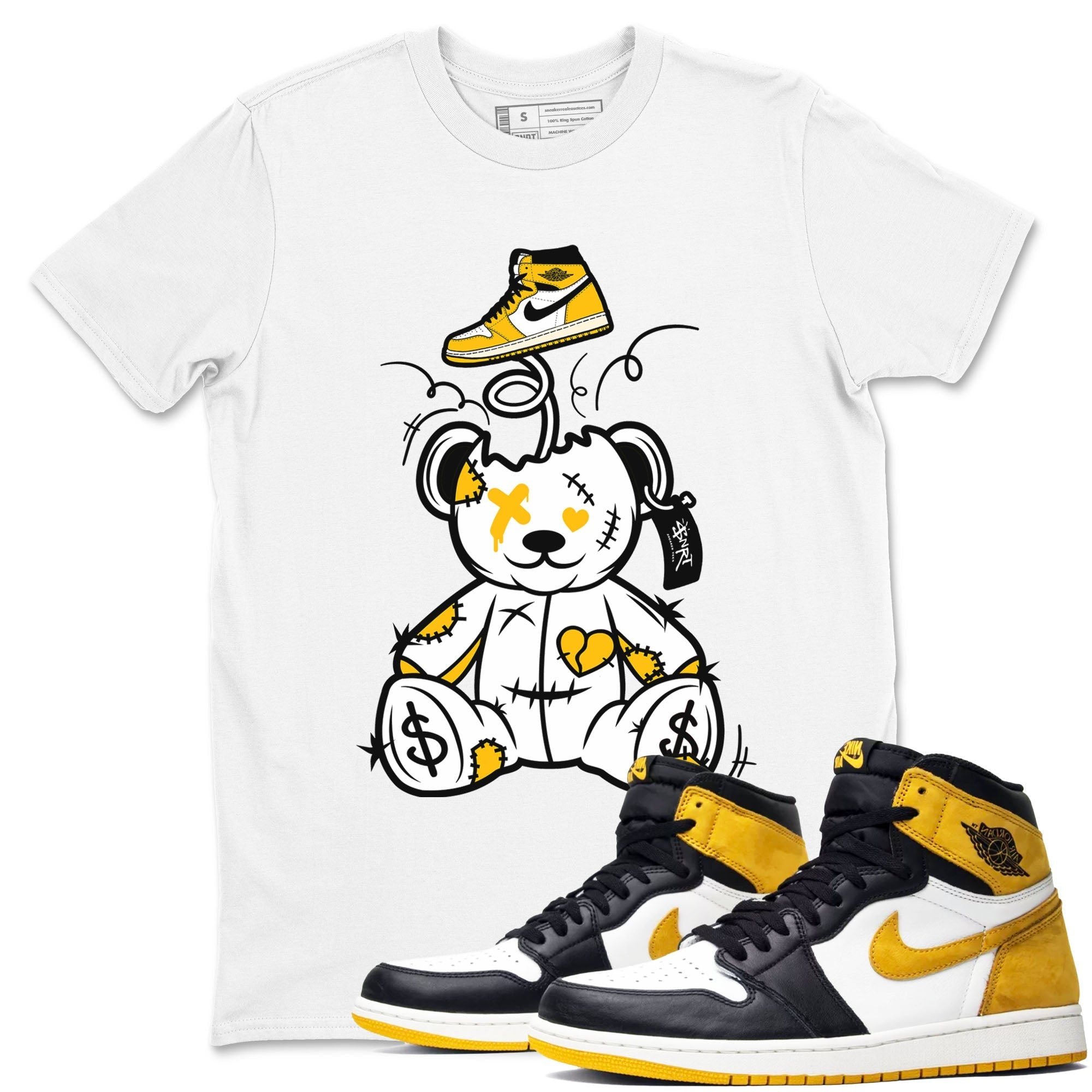 Surprise Teddy Bear snkmatch Tees - Air Jordan 1 Yellow Ochre