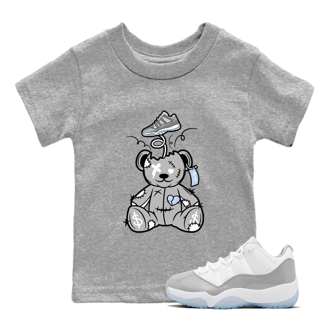 Surprise Teddy Bear snkmatch Tees Kids - Air Jordan 11 Cool Grey