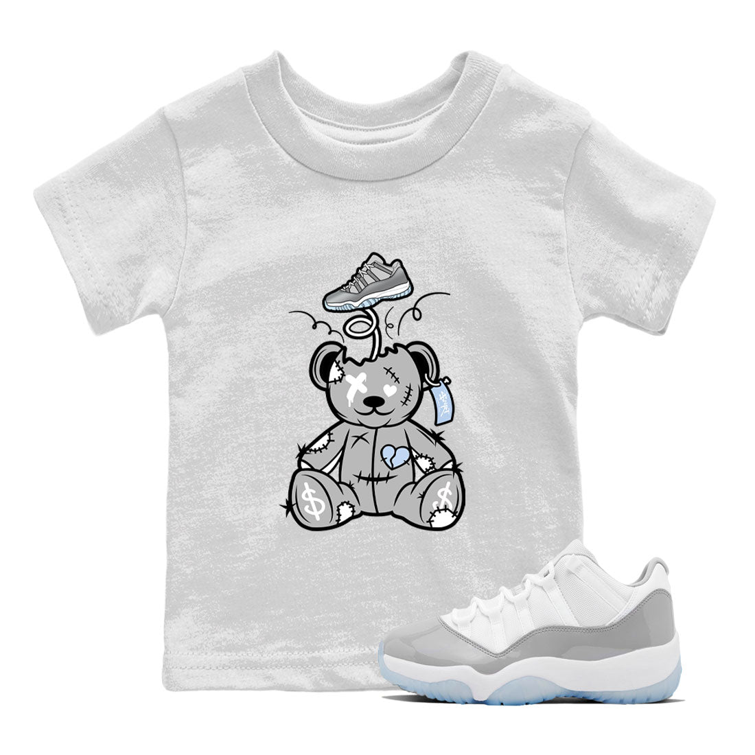 Surprise Teddy Bear snkmatch Tees Kids - Air Jordan 11 Cool Grey